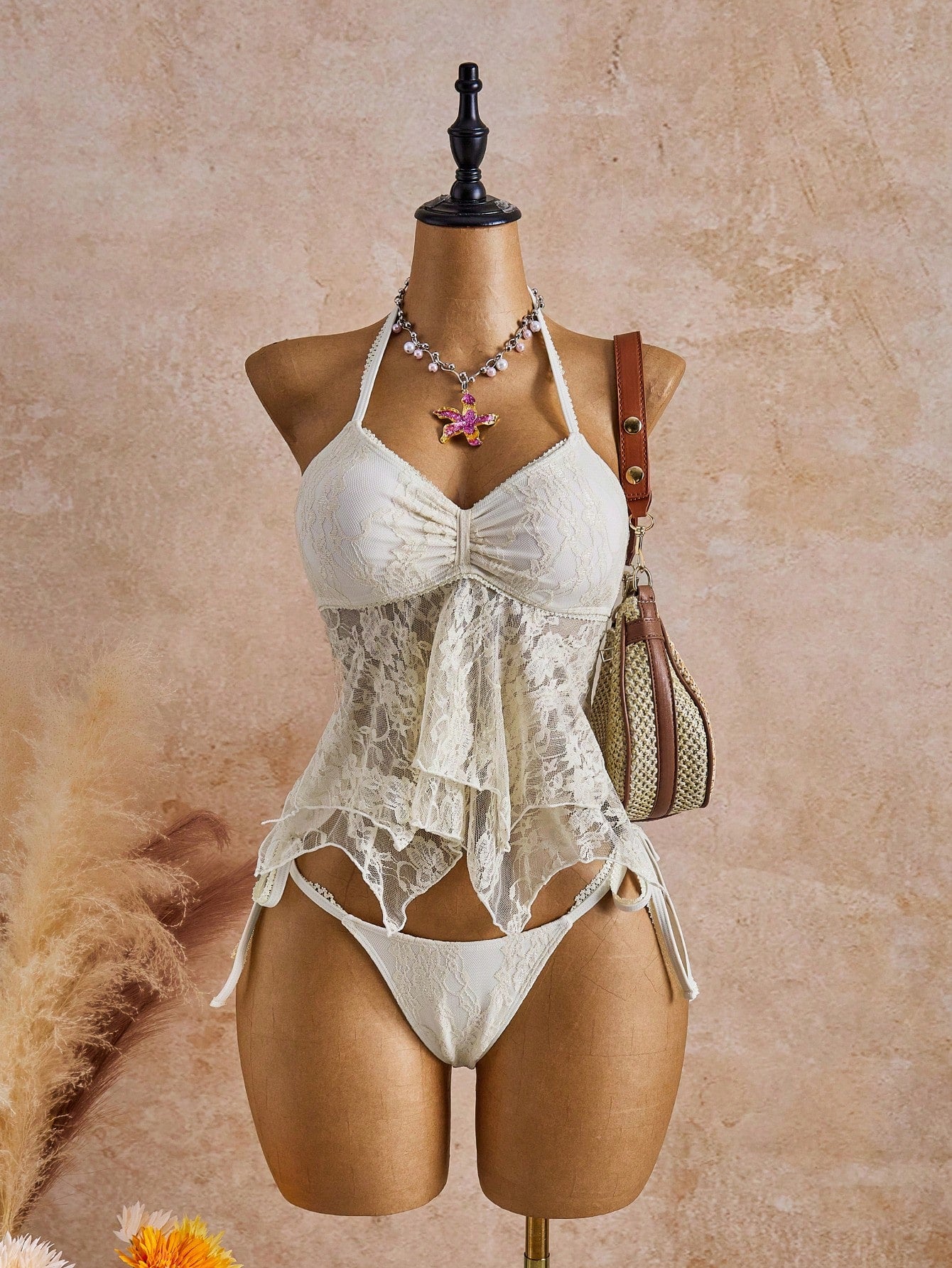 Bellisia 26SS Spring/Summer Vacation Beach Ivory Lace Floral Trim Cute Sweet Bow