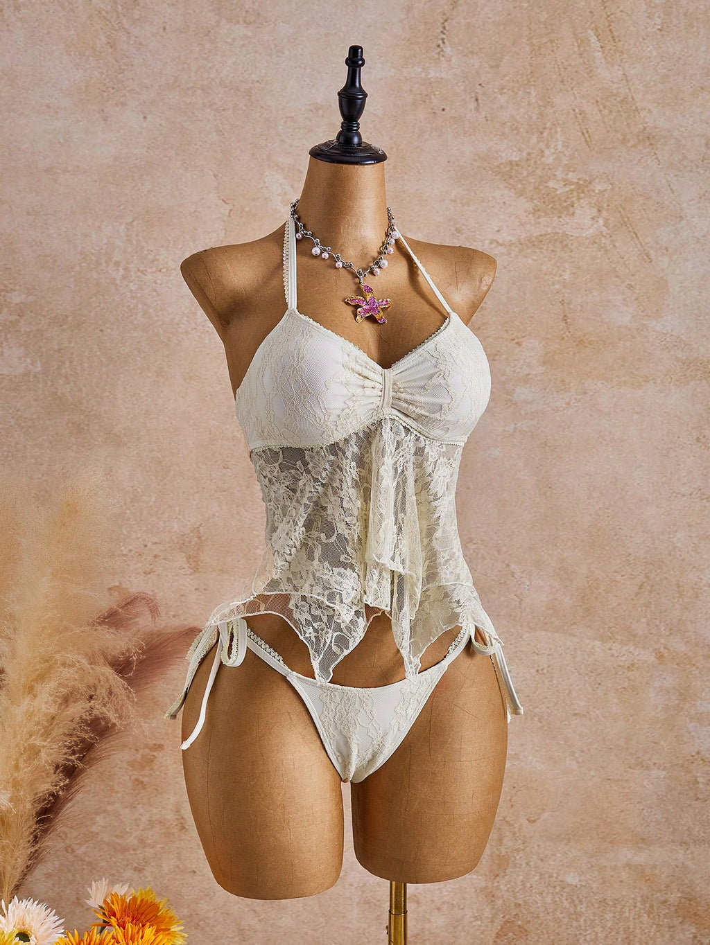 Bellisia 26SS Spring/Summer Vacation Beach Ivory Lace Floral Trim Cute Sweet Bow