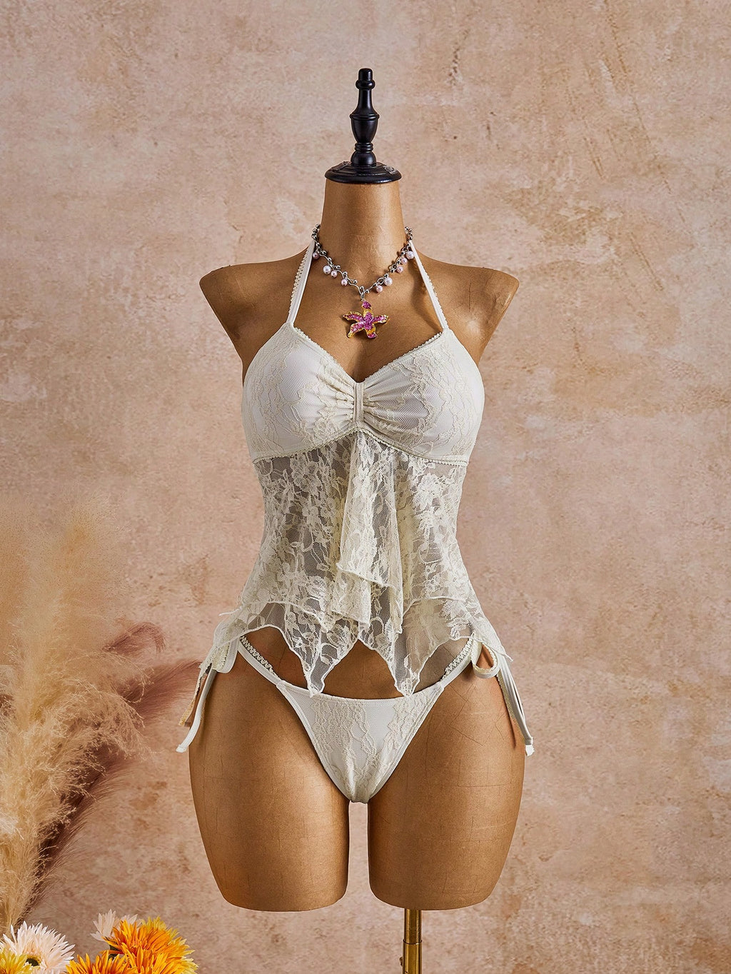Bellisia 26SS Spring/Summer Vacation Beach Ivory Lace Floral Trim Cute Sweet Bow
