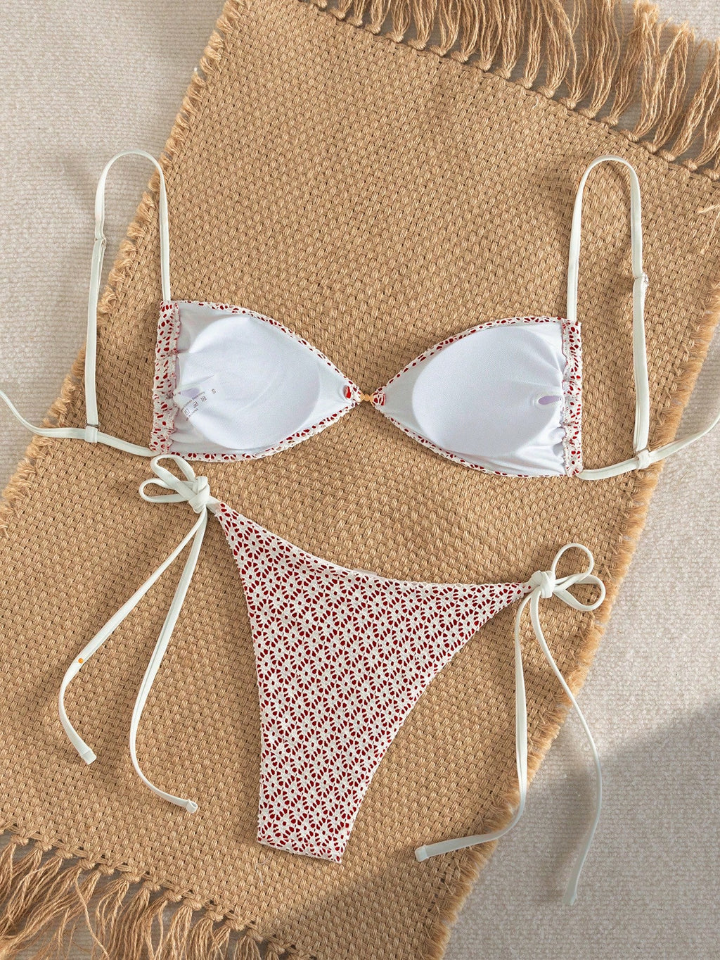 Swim Mod 2pcs/Set Women Summer Beach Vacation Textured Fabric Pearl