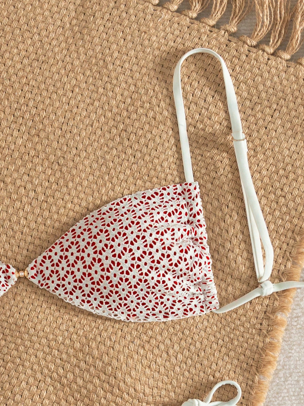 Swim Mod 2pcs/Set Women Summer Beach Vacation Textured Fabric Pearl