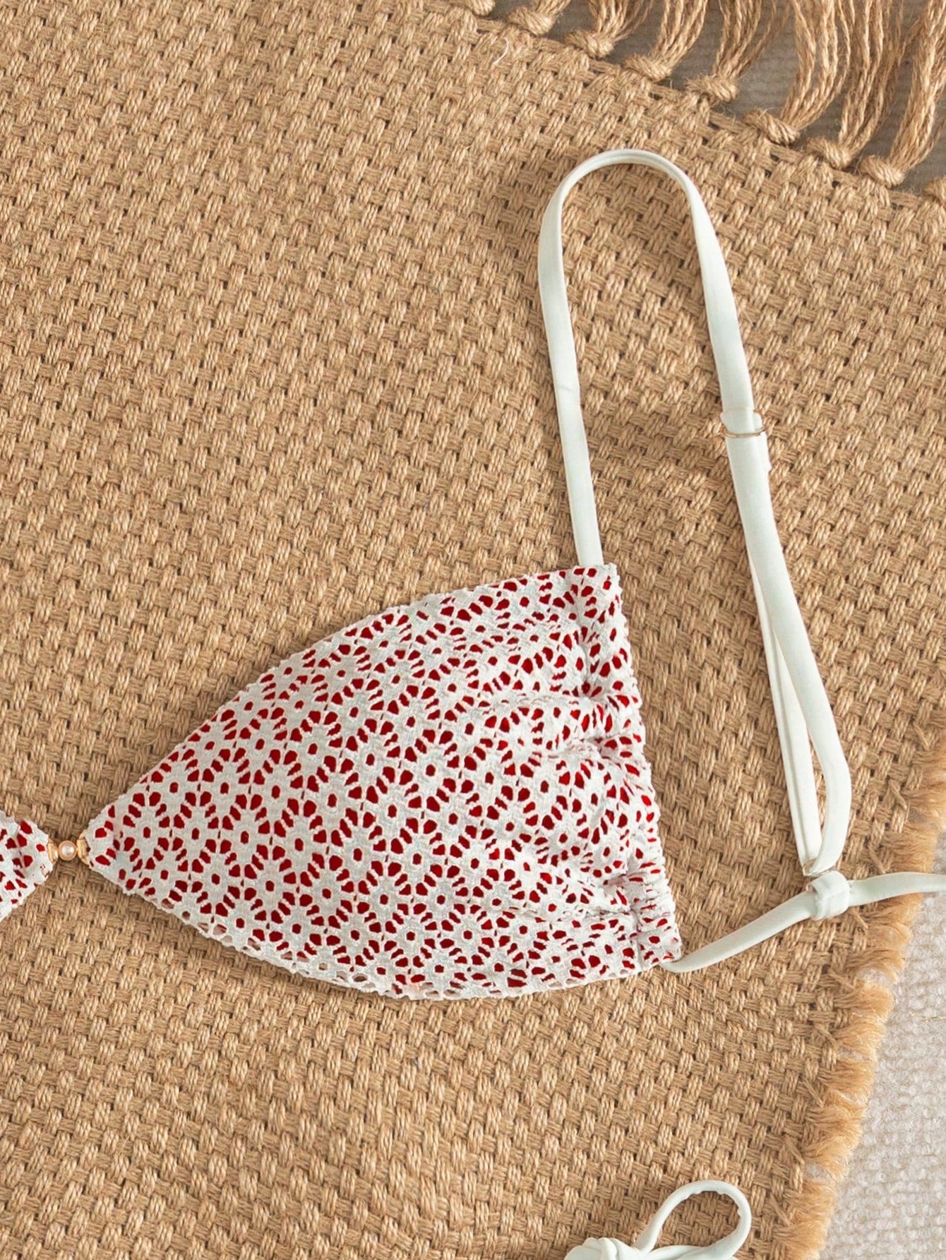 Swim Mod 2pcs/Set Women Summer Beach Vacation Textured Fabric Pearl