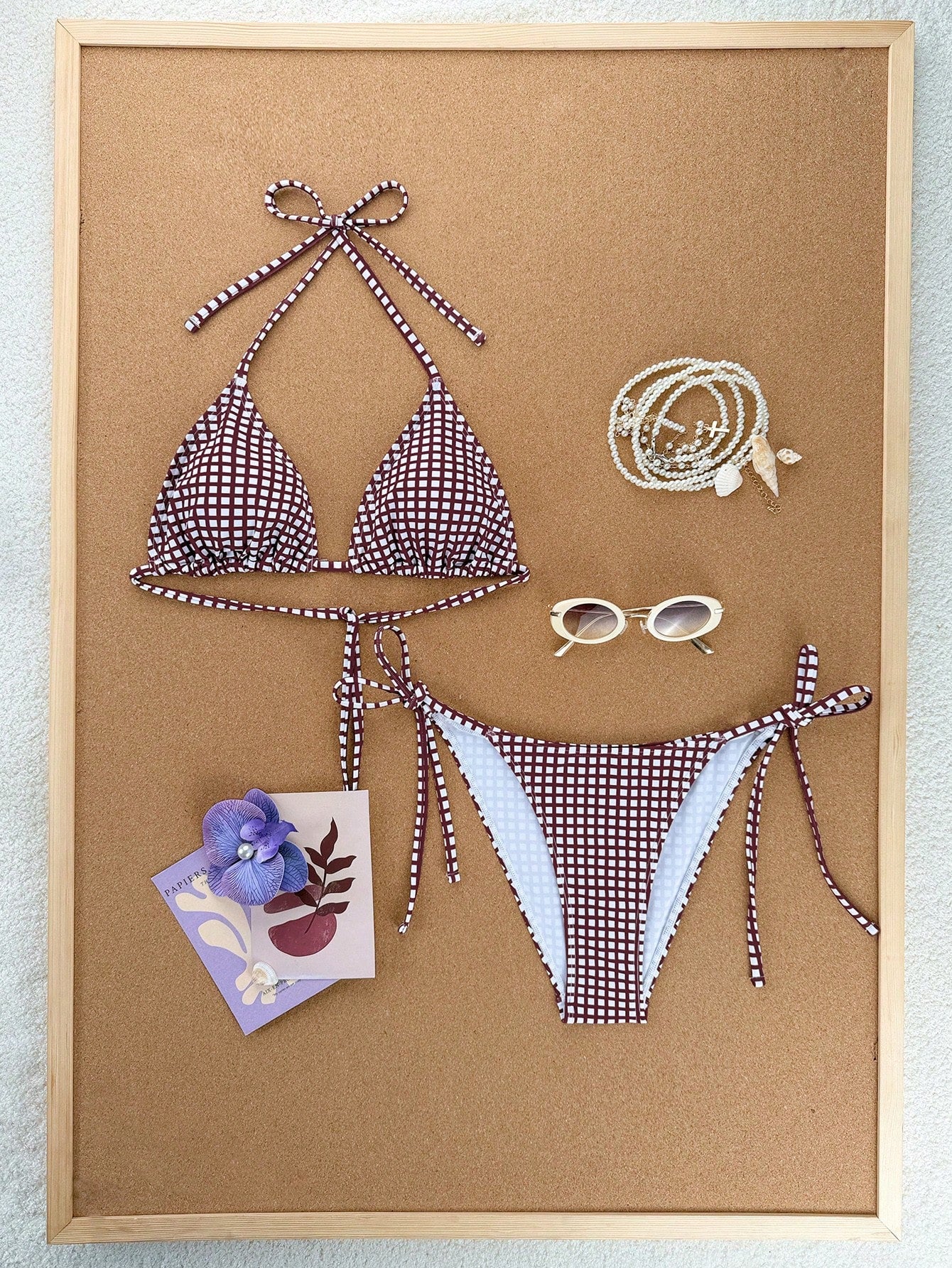 Swim Mod 2026 Spring/Summer Spaghetti Strap Halter Neck Purple & Red