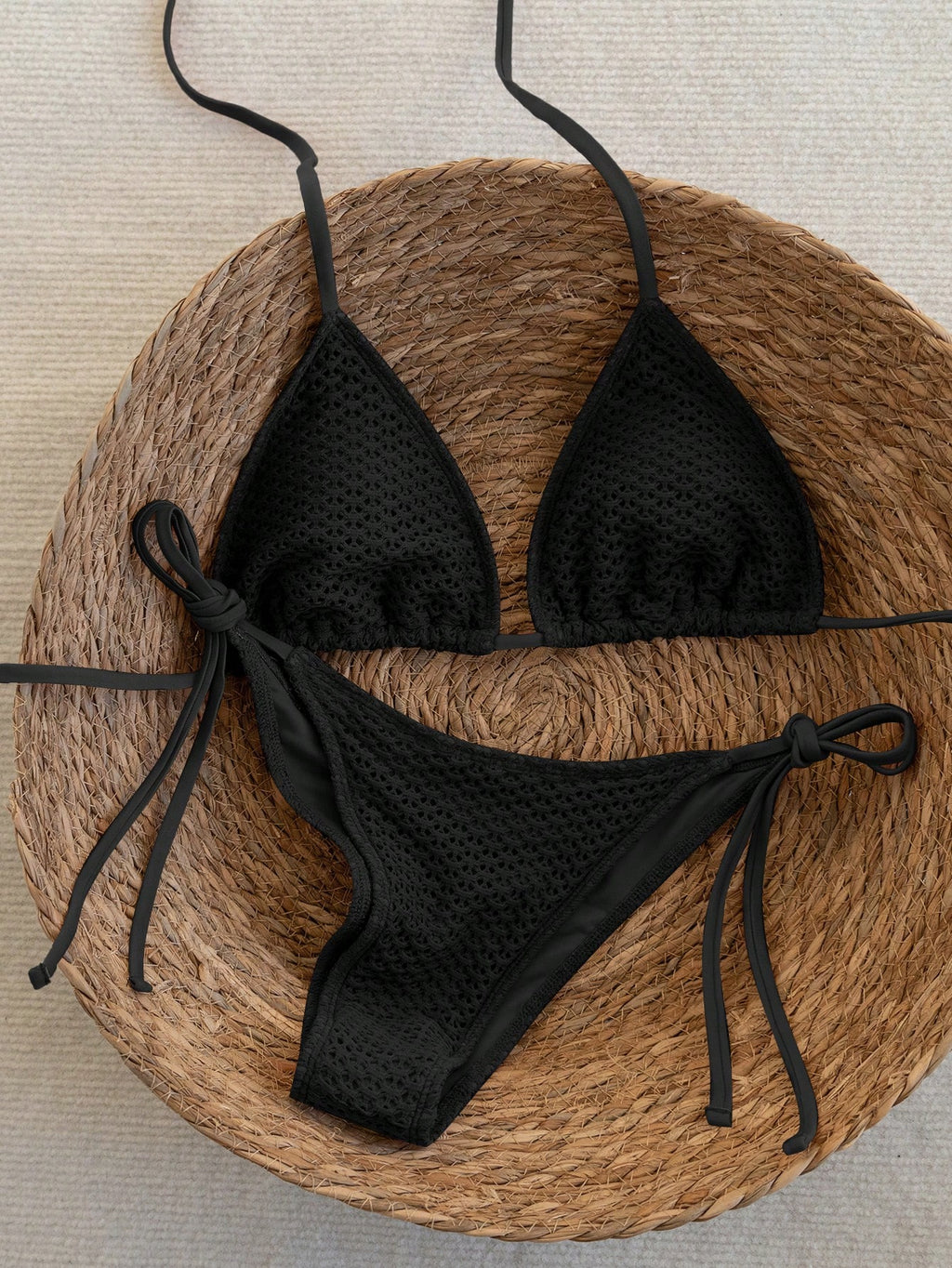 Swim Basics 2026 Spring/Summer Black Special Fabric Women's Bikini