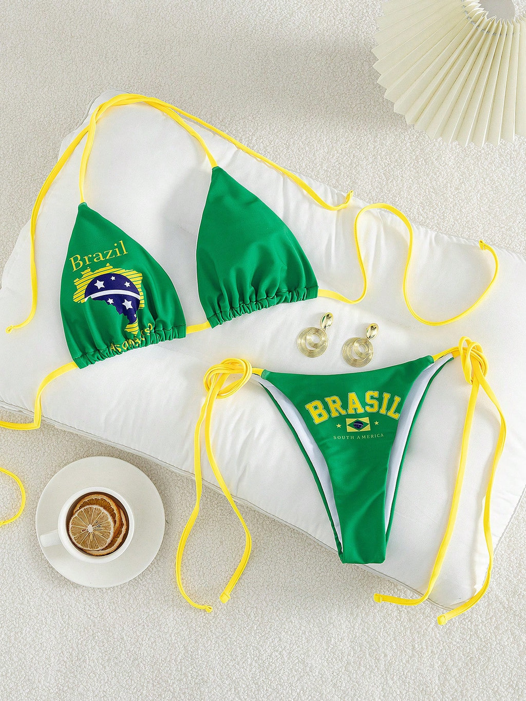 Swim SXY Women's Sexy Summer Vacation & Leisure Style Jamaica/Brazil Flag Print