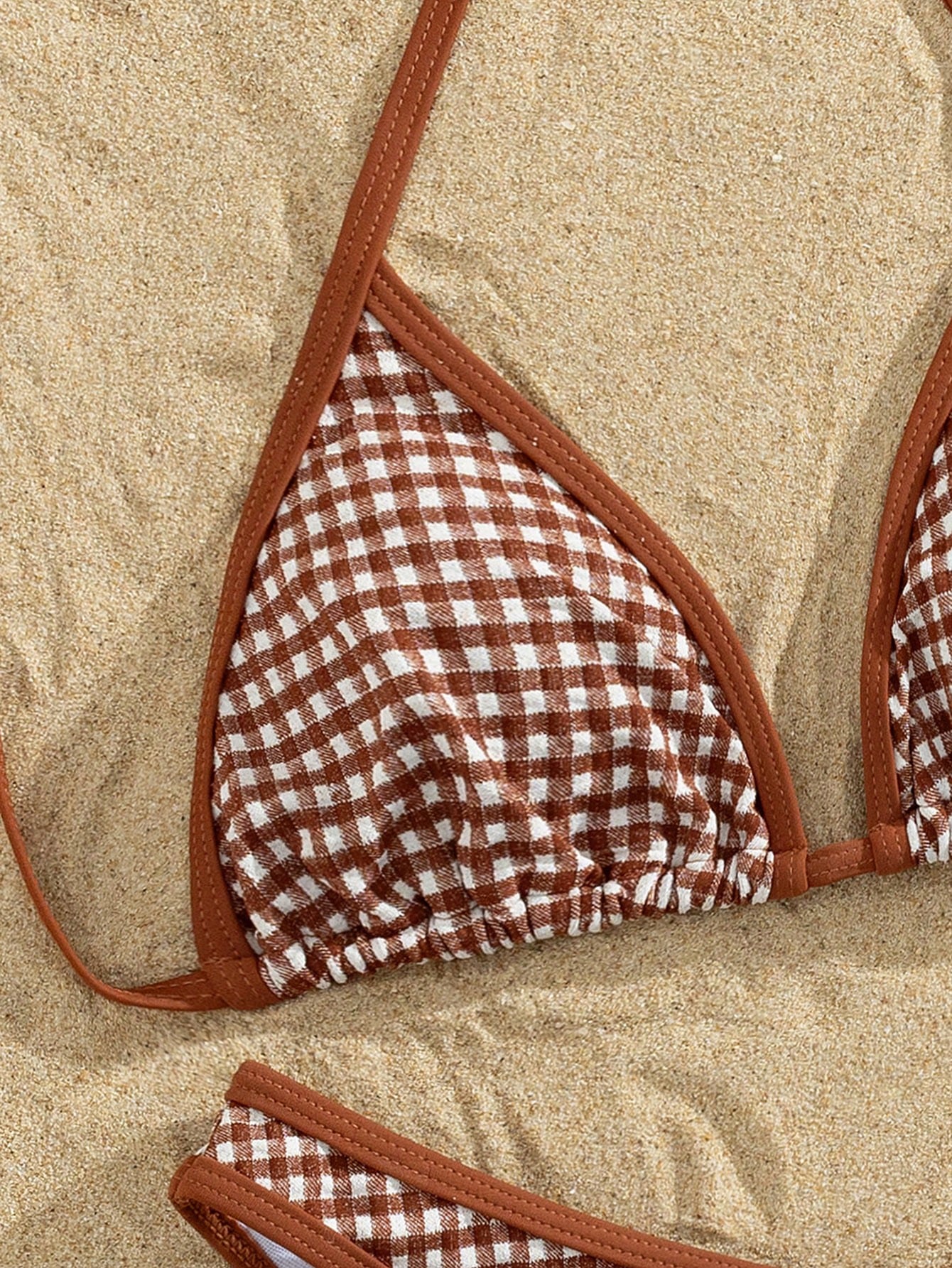 PEPPERMOLLY 2026 Summer Beach Bikini Set - Women's Pink Plaid