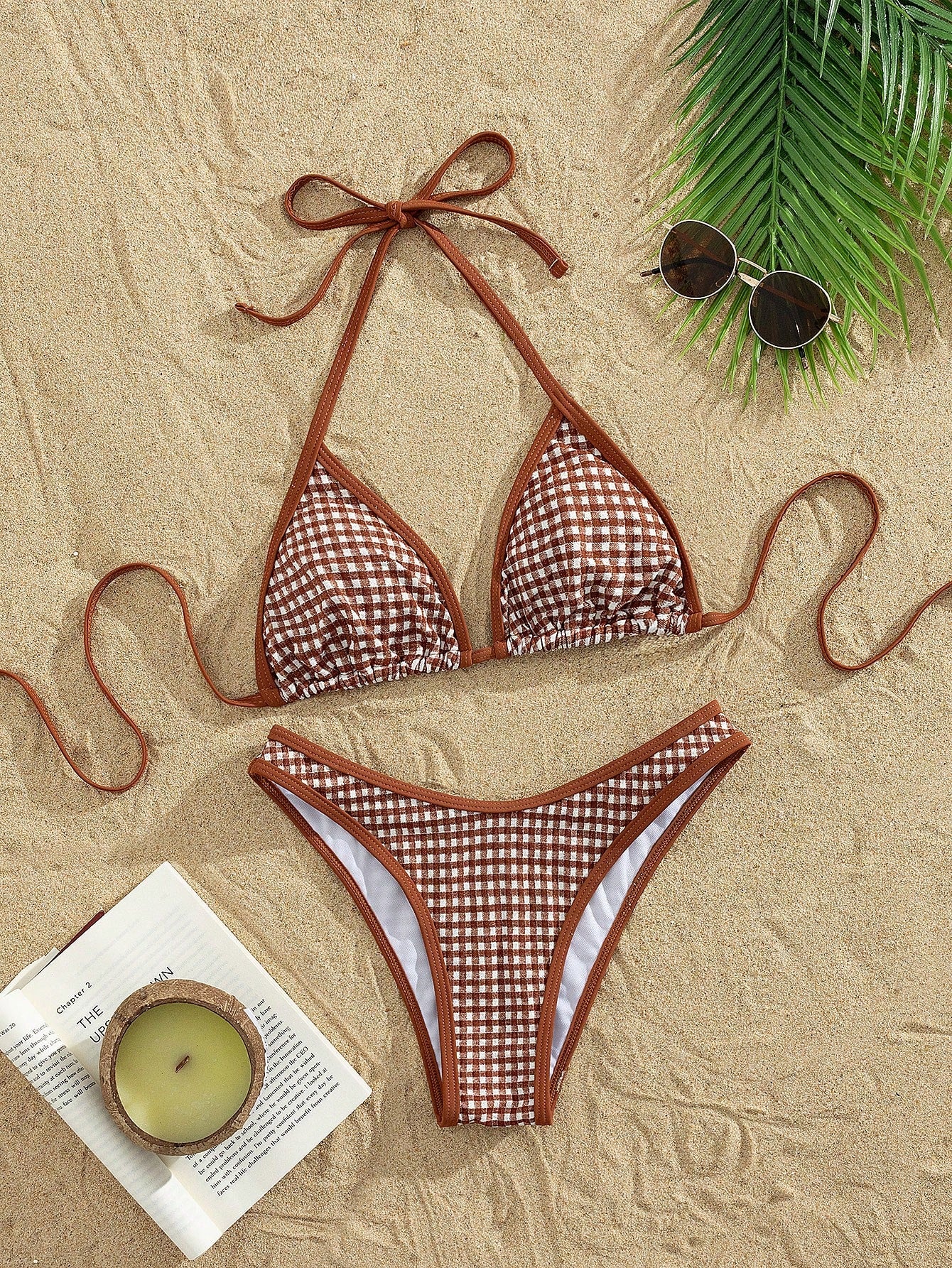 PEPPERMOLLY 2026 Summer Beach Bikini Set - Women's Pink Plaid