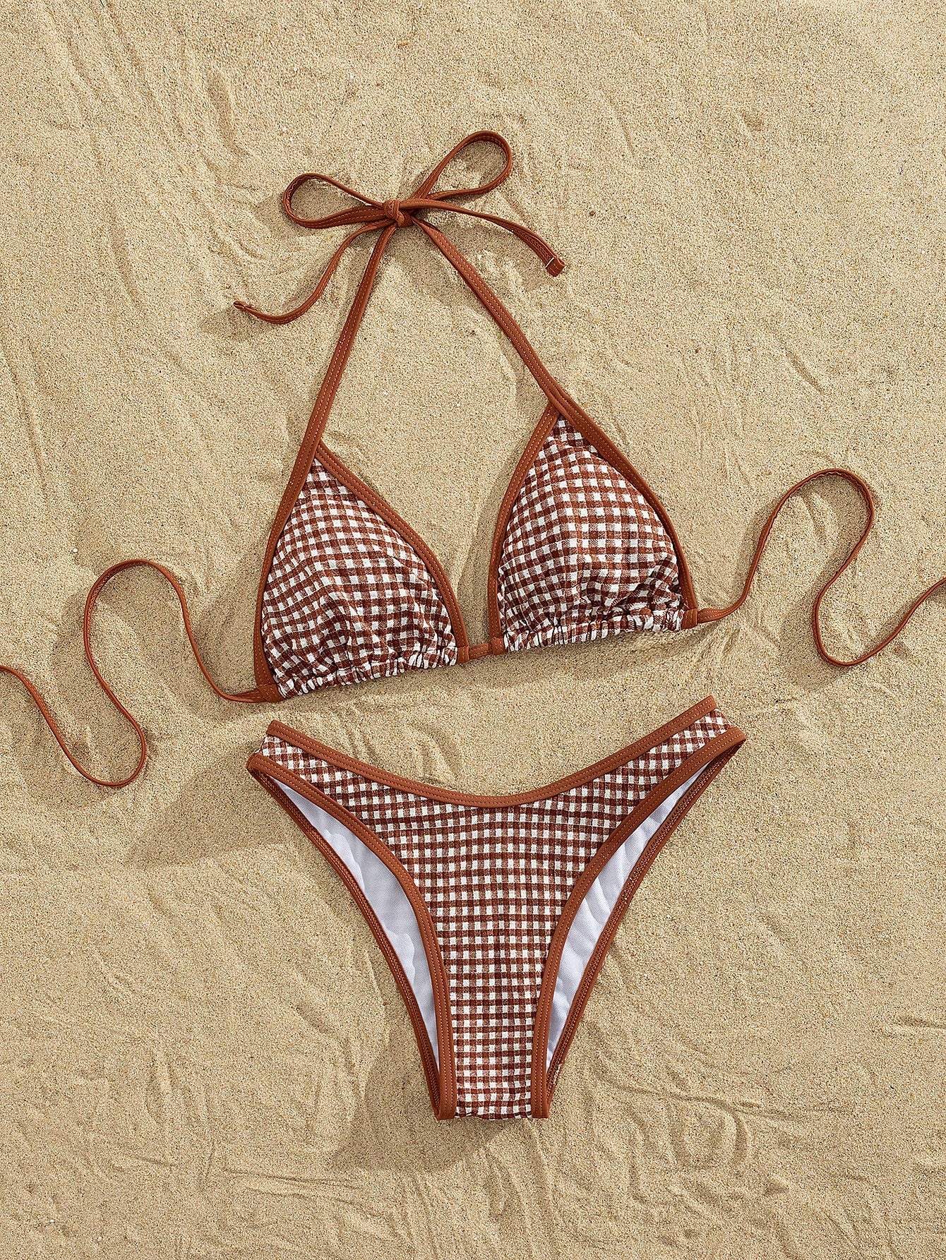 PEPPERMOLLY 2026 Summer Beach Bikini Set - Women's Pink Plaid