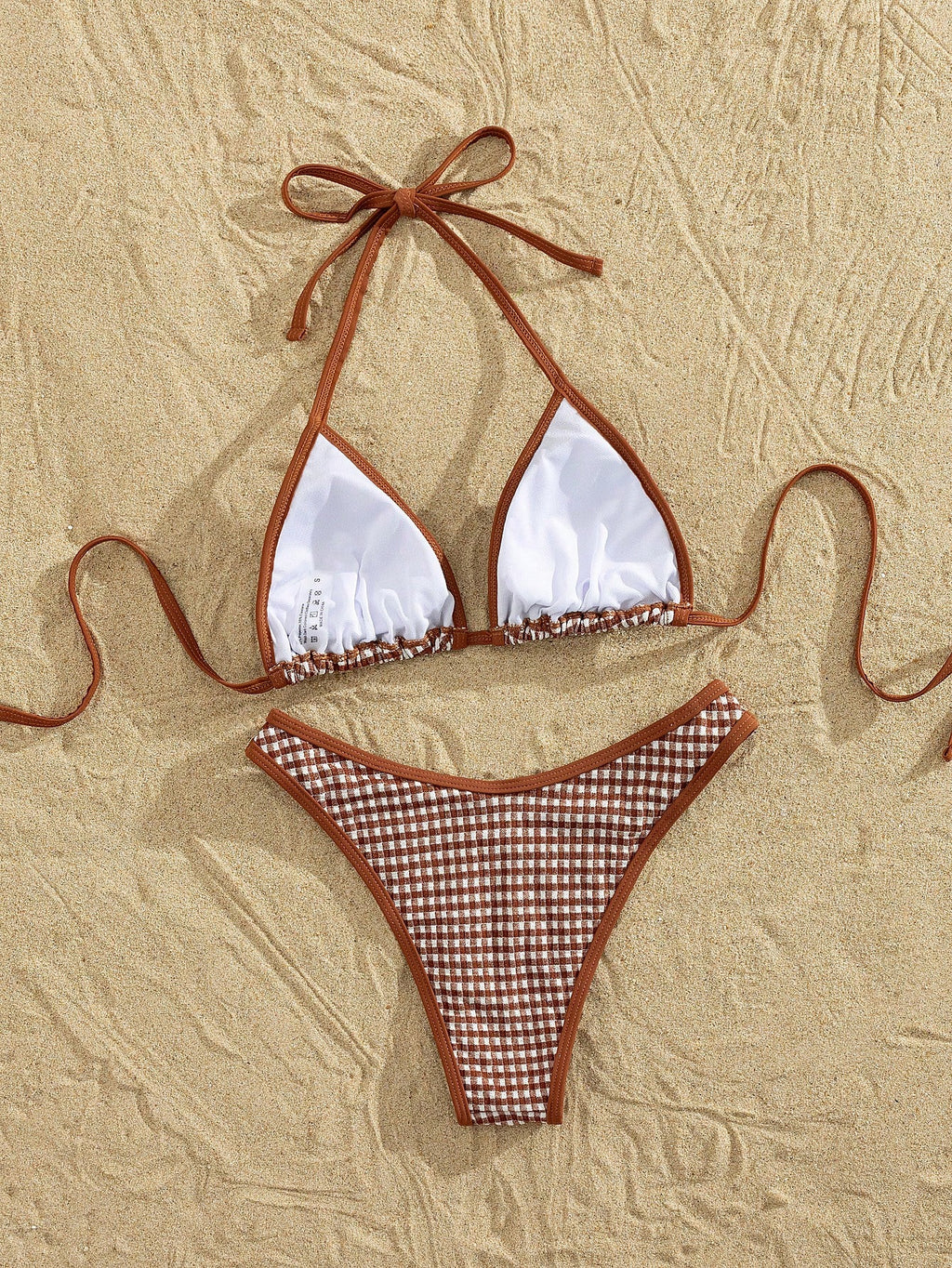 PEPPERMOLLY 2026 Summer Beach Bikini Set - Women's Pink Plaid
