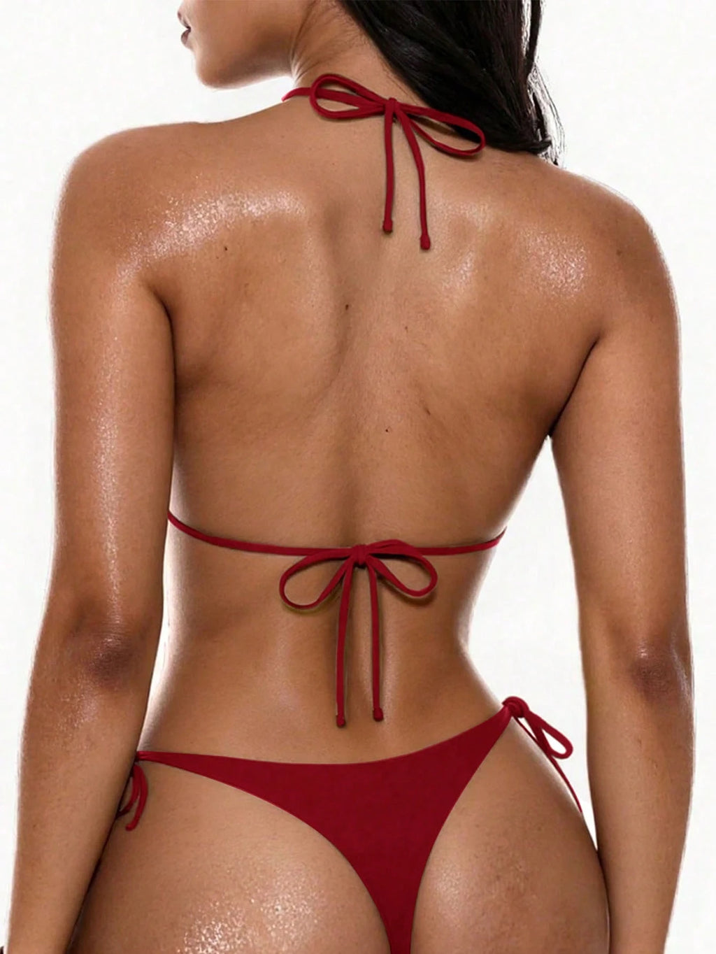 Oceva Women's Swimwear Set, Gold Foil Polka Dot Brown Sexy Bombshell