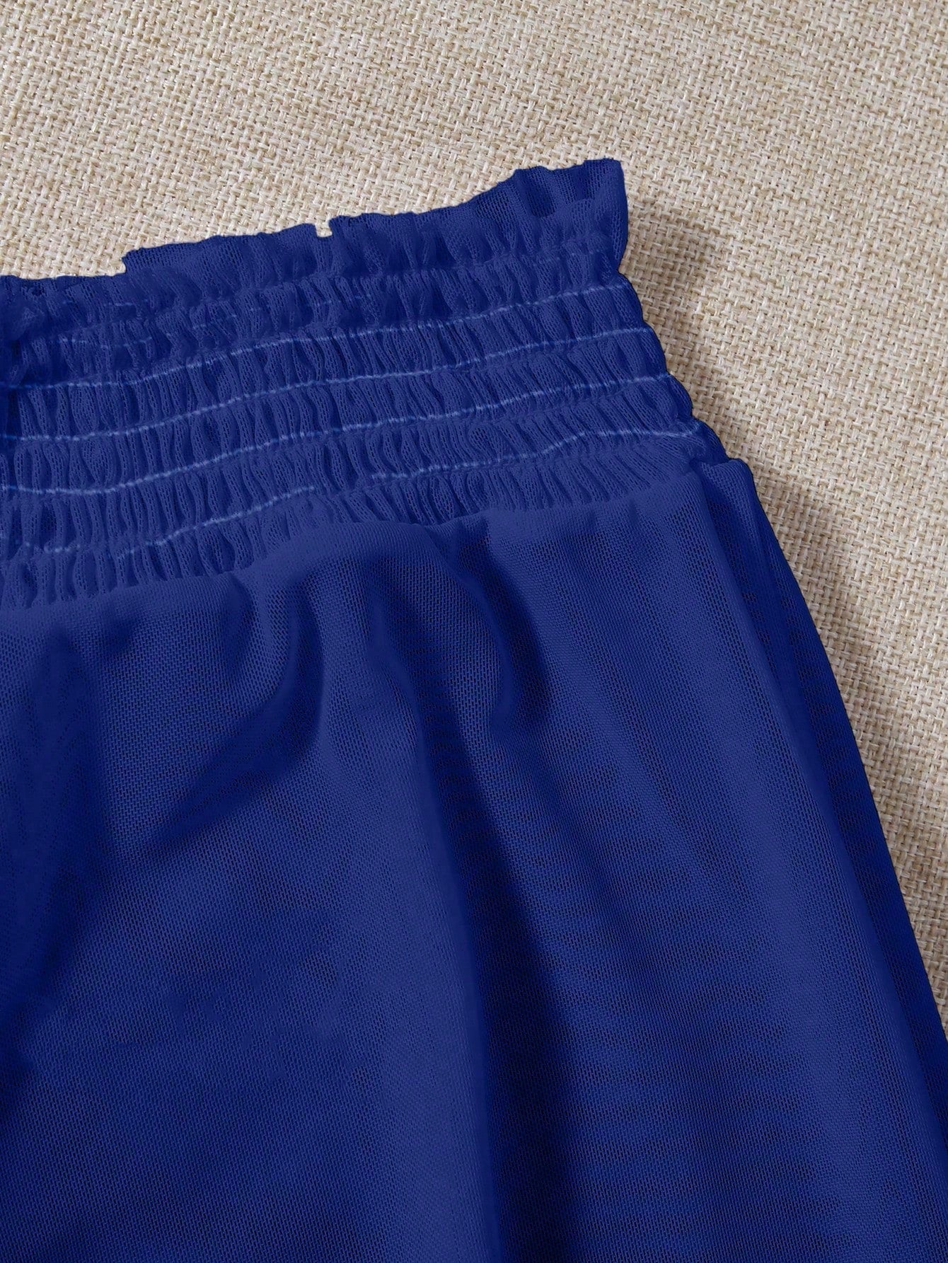 Swim Mod 3pcs Set Fresh Blue & White Striped Top, Blue Bottom And White Cover Up