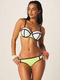 MISSGUIDED Beach Color Block Bikini Set With Geometric Pattern
