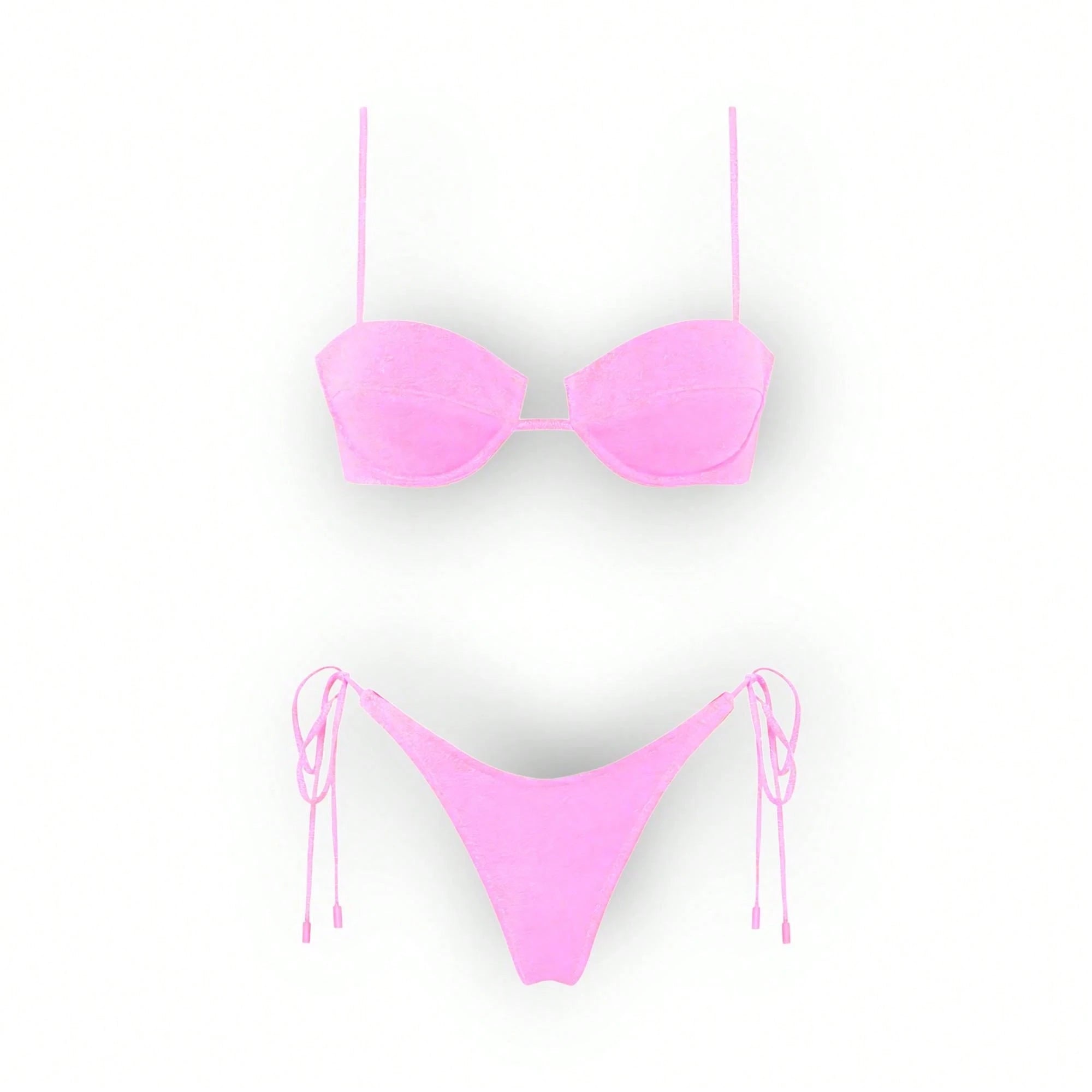 Women's Glossy String Bikini Set Soild Swimsuit Women's Fashion