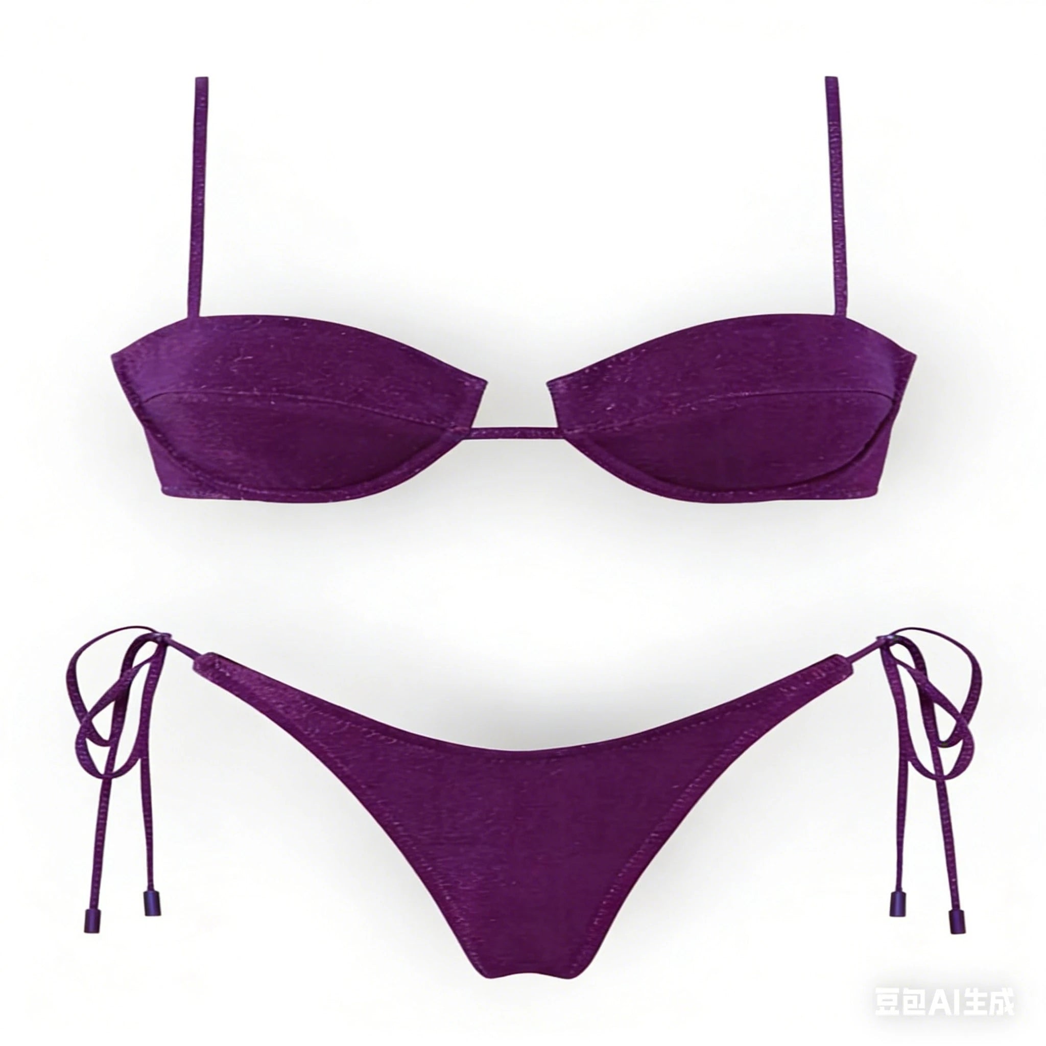 Women's Glossy String Bikini Set Soild Swimsuit Women's Fashion