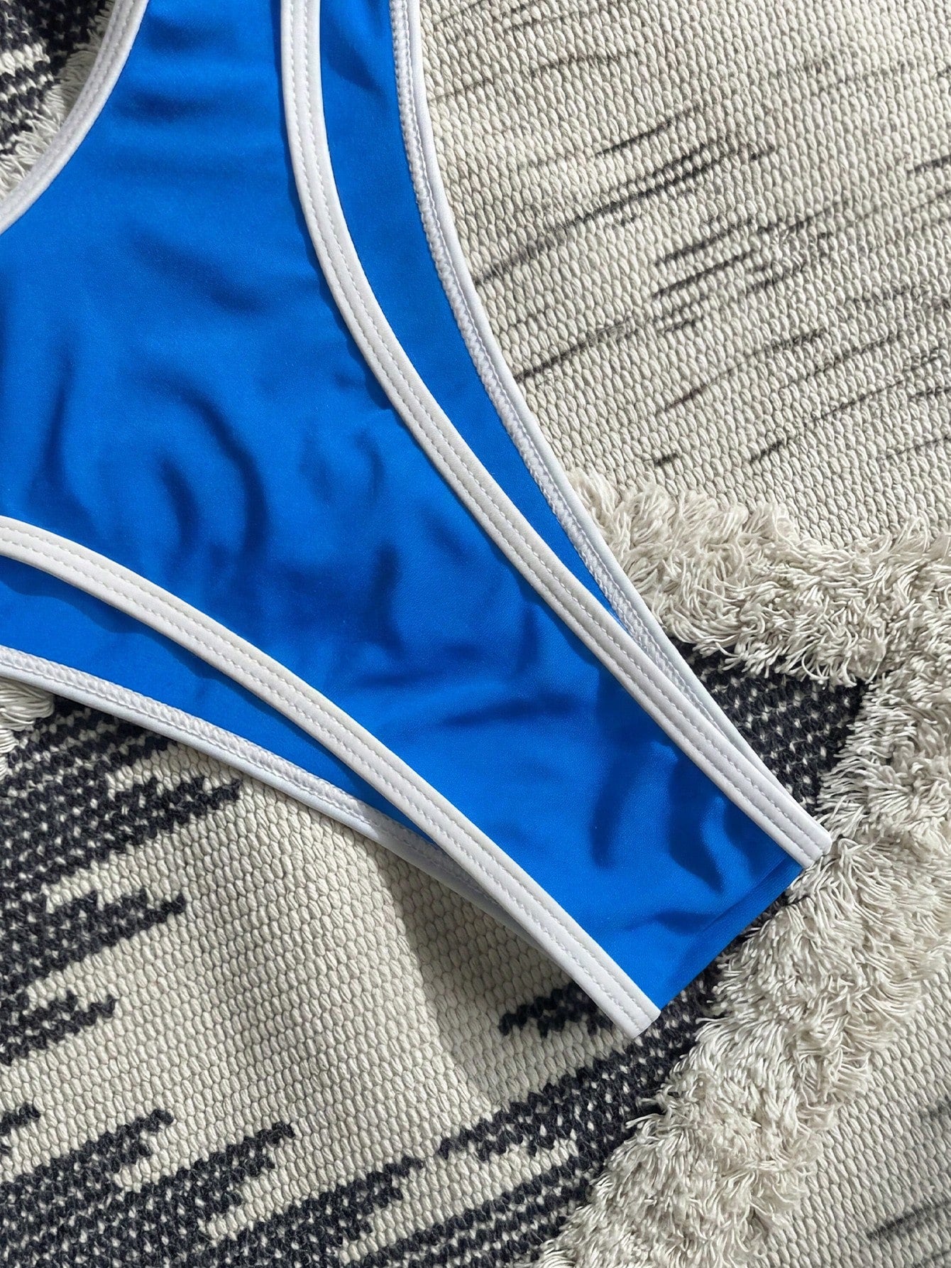 Swim Vcay White Trim Bikini Set. Black Body With White Trim Design, High Cut Triangle Bottom - image 19