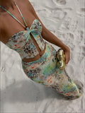 Bonvoyette Pink Summer Boho Beach Party Holiday Holiday 3-Piece Women