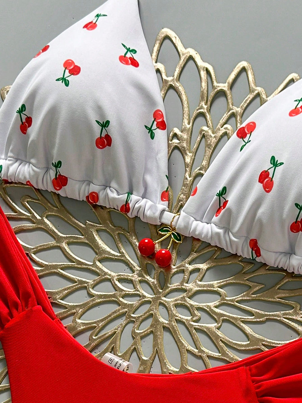 Swim MOD 2pcs Spring/Summer Vacation Random Print Cherry Accessory