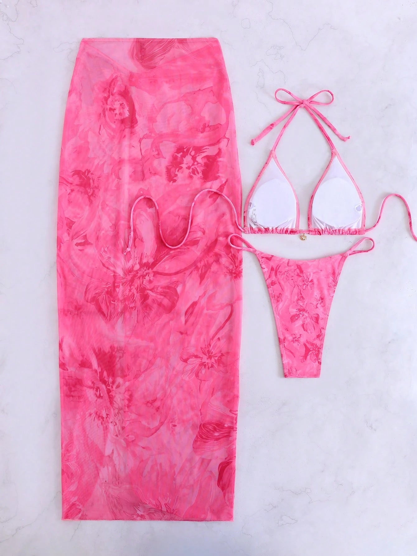 3pcs/Set 2026 Sexy Floral European And American Style Swimwear, Summer Vacation