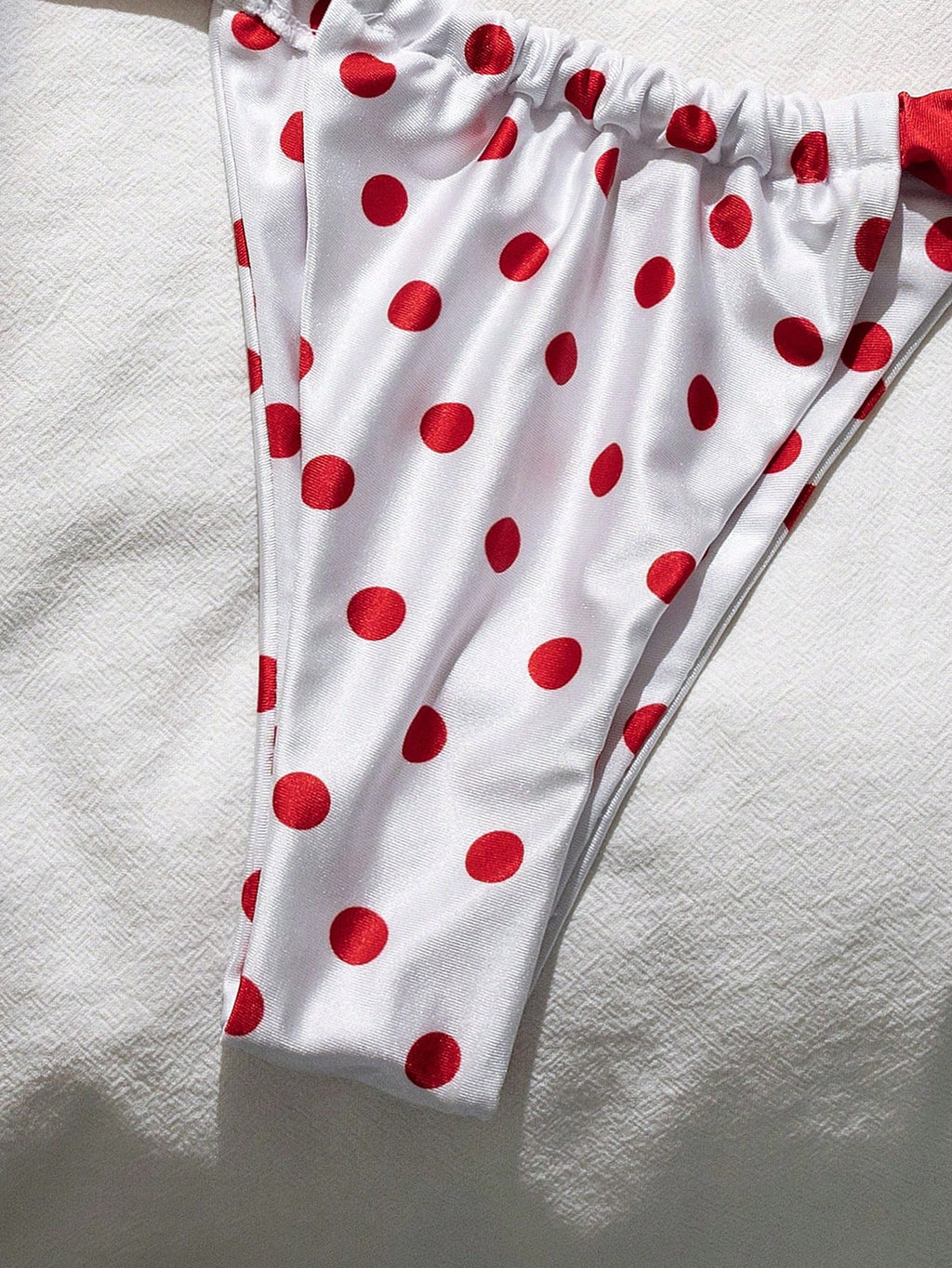 Swim Mod Contrast Color Polka Dot Print Halter Neck Tied Two Pieces