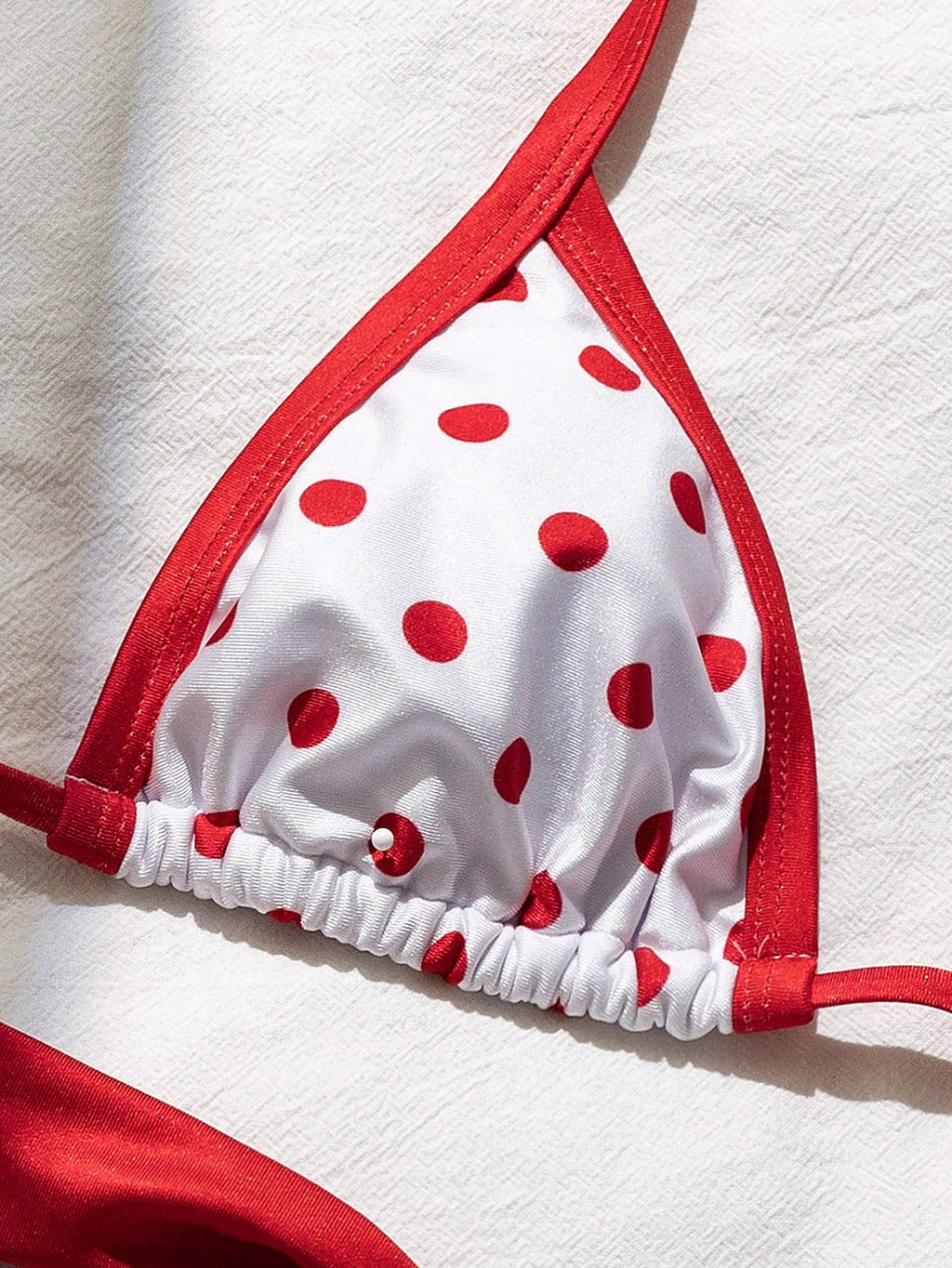 Swim Mod Contrast Color Polka Dot Print Halter Neck Tied Two Pieces