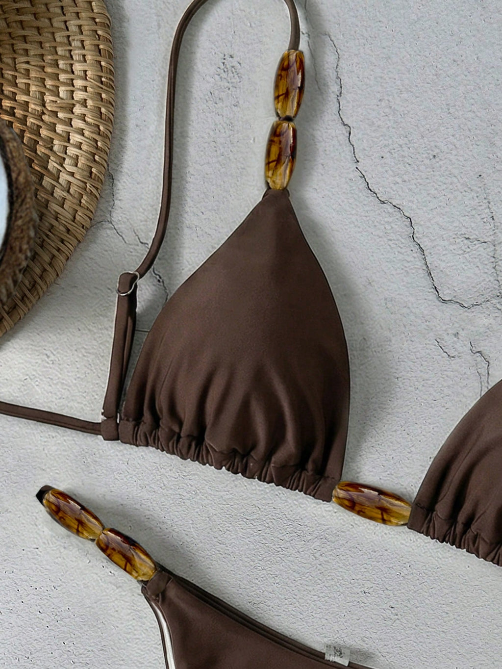 Bikinx Elegant Women's Spaghetti Strap Bikini Set With Beaded Details