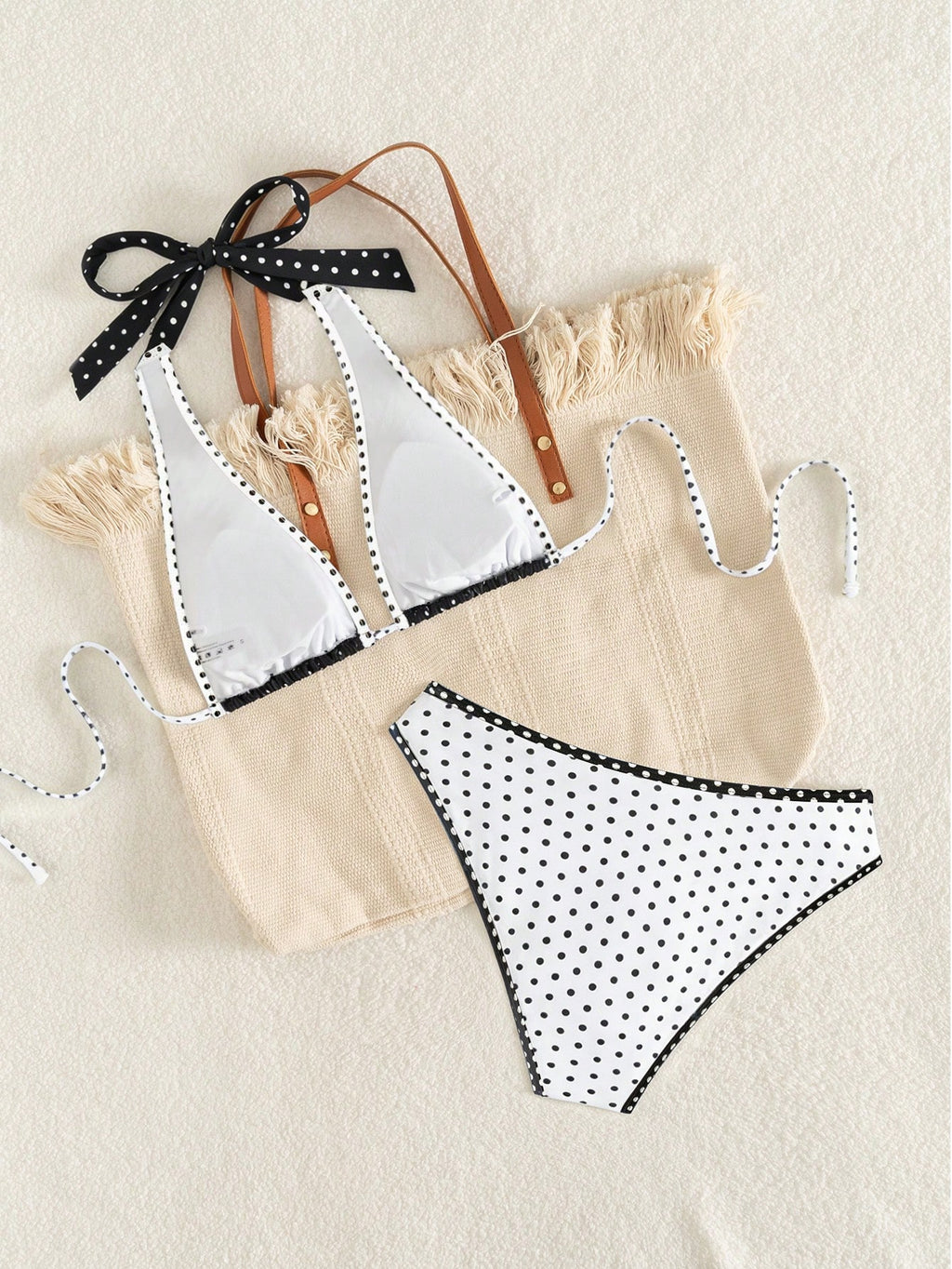 Women's Elegant Polka Dot Sports Casual Bikini Set, Triangle Cup