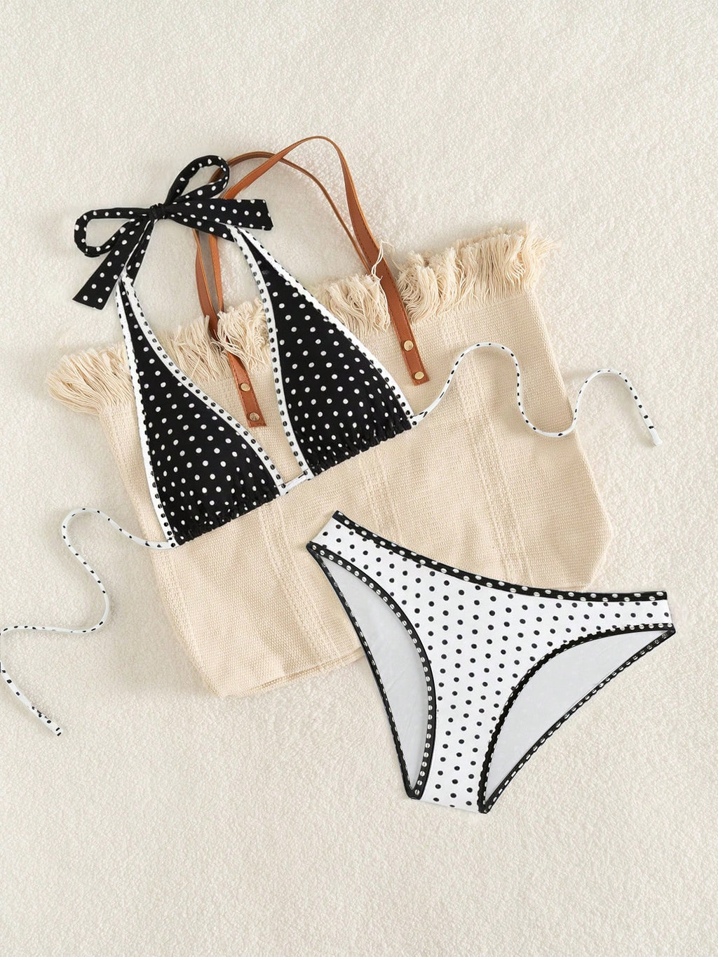 Women's Elegant Polka Dot Sports Casual Bikini Set, Triangle Cup