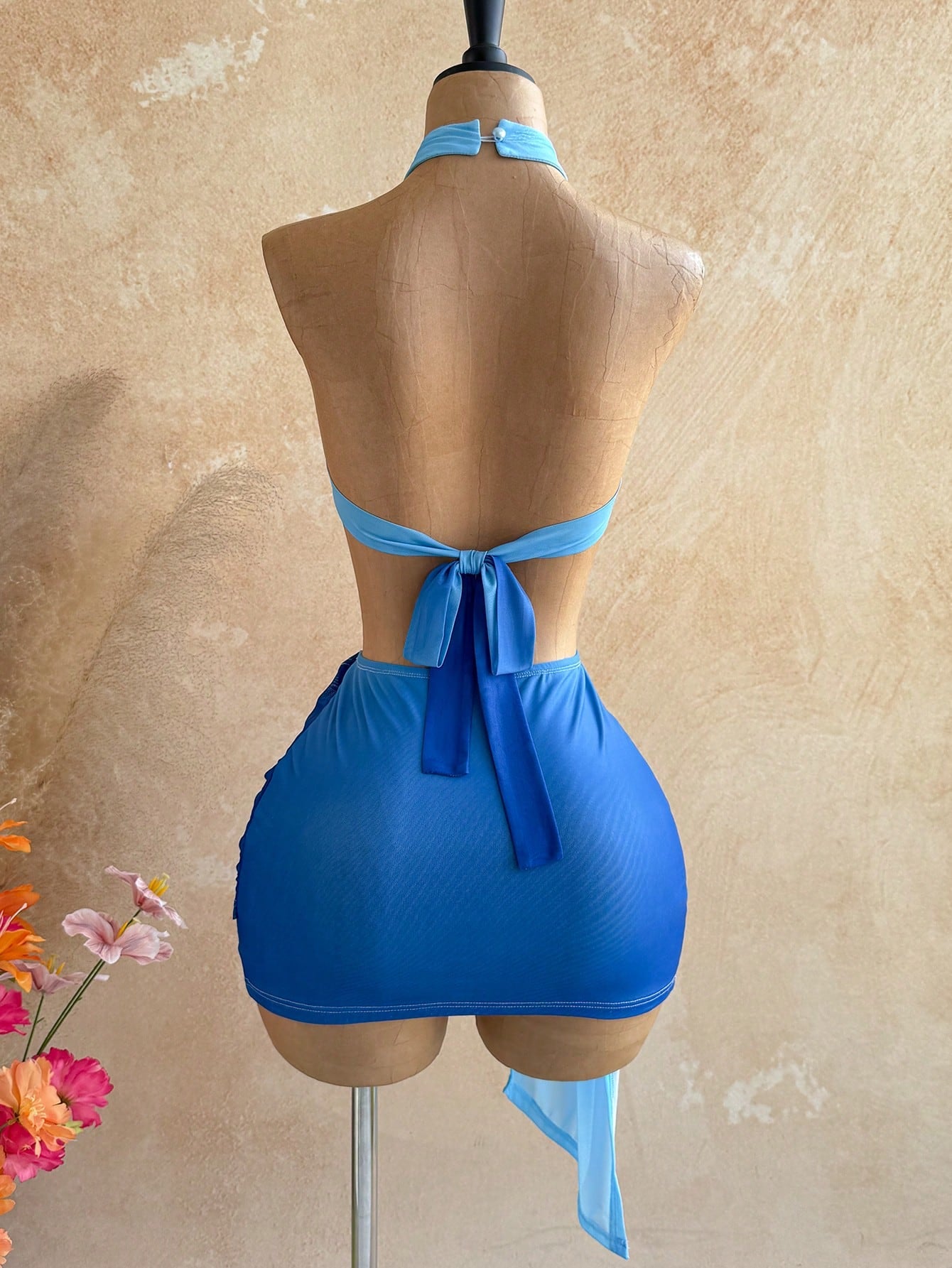 Soleia New Vacation Halter Waist Hollow Out Fitted Flowy Mini Dress, Bohemian, Boho, Fall Women Clothes, - image 19