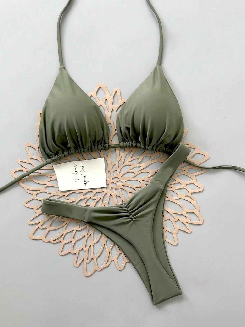 2pcs Casual Elegant Sexy Bohemian Floral Print Tie-Up Braided Bikini Swimwear, S