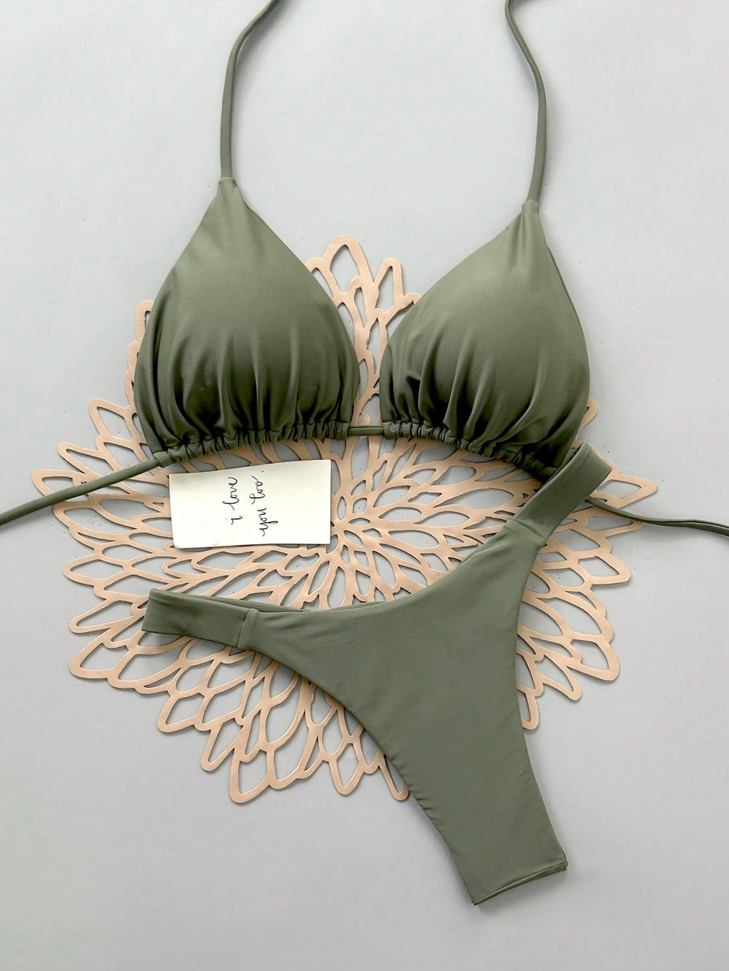 2pcs Casual Elegant Sexy Bohemian Floral Print Tie-Up Braided Bikini Swimwear, S