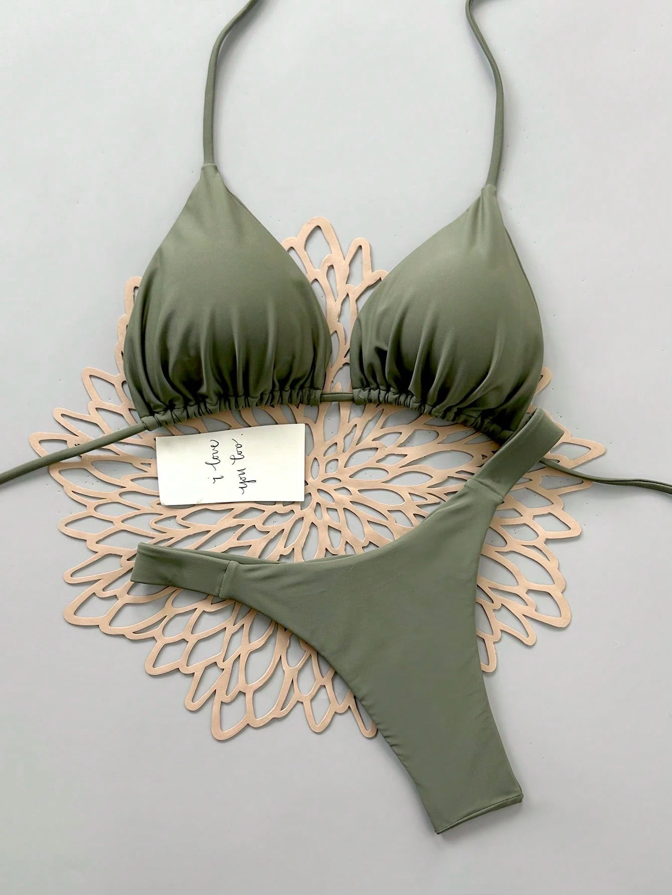2pcs Casual Elegant Sexy Bohemian Floral Print Tie-Up Braided Bikini Swimwear, S