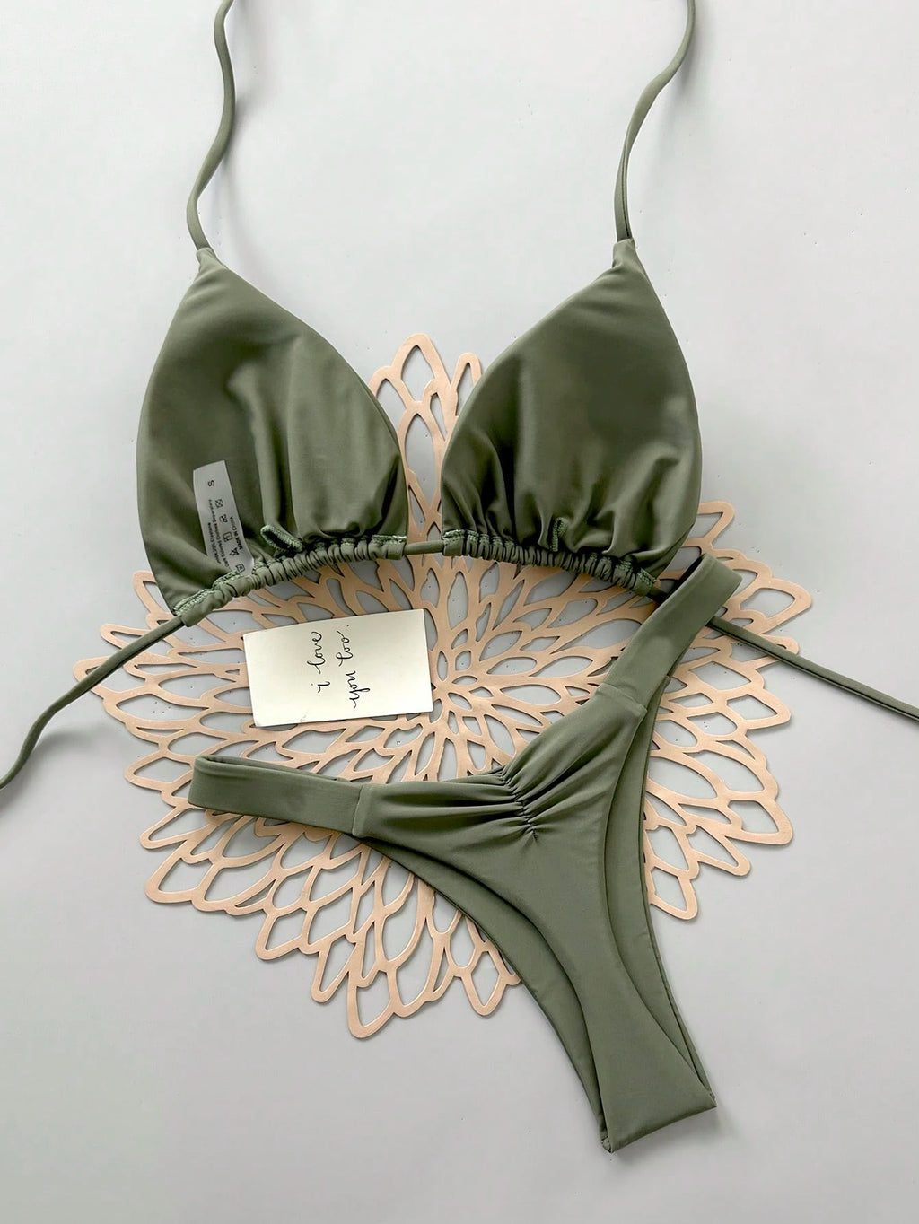 2pcs Casual Elegant Sexy Bohemian Floral Print Tie-Up Braided Bikini Swimwear, S