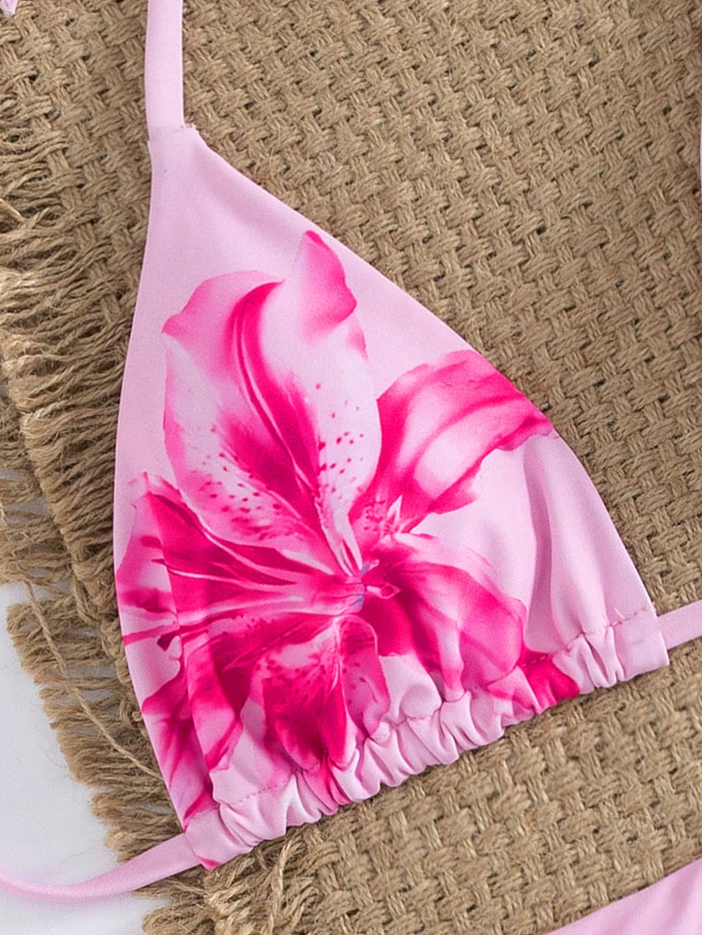 Women's Sexy Floral Halter Backless High Stretch Bikini Set, Perfect