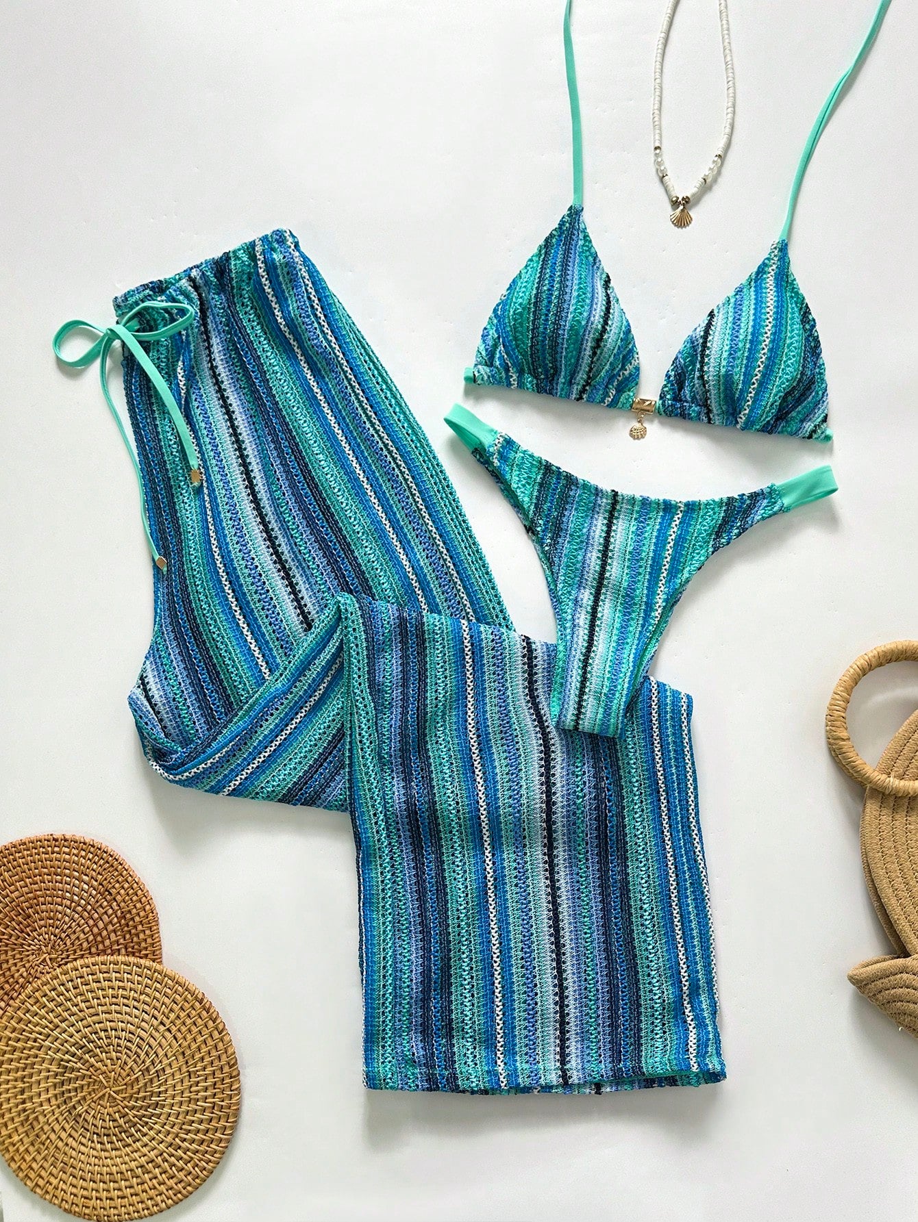 Swim Chicsea 26SS Spring/Summer Vacation Beach BOHO Braided Brown-Red