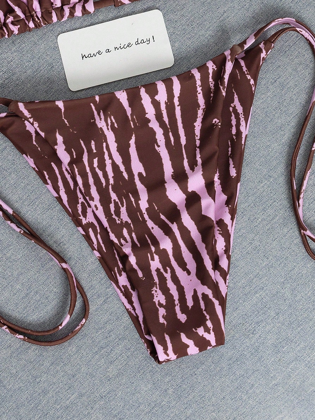 2026 Fashion Sexy Faux Wood Grain Personalized Print Women's Bikini