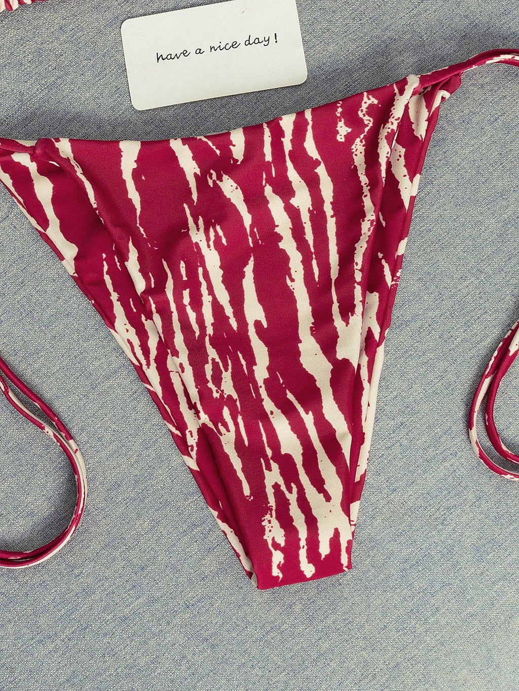 2026 Fashion Sexy Faux Wood Grain Personalized Print Women's Bikini