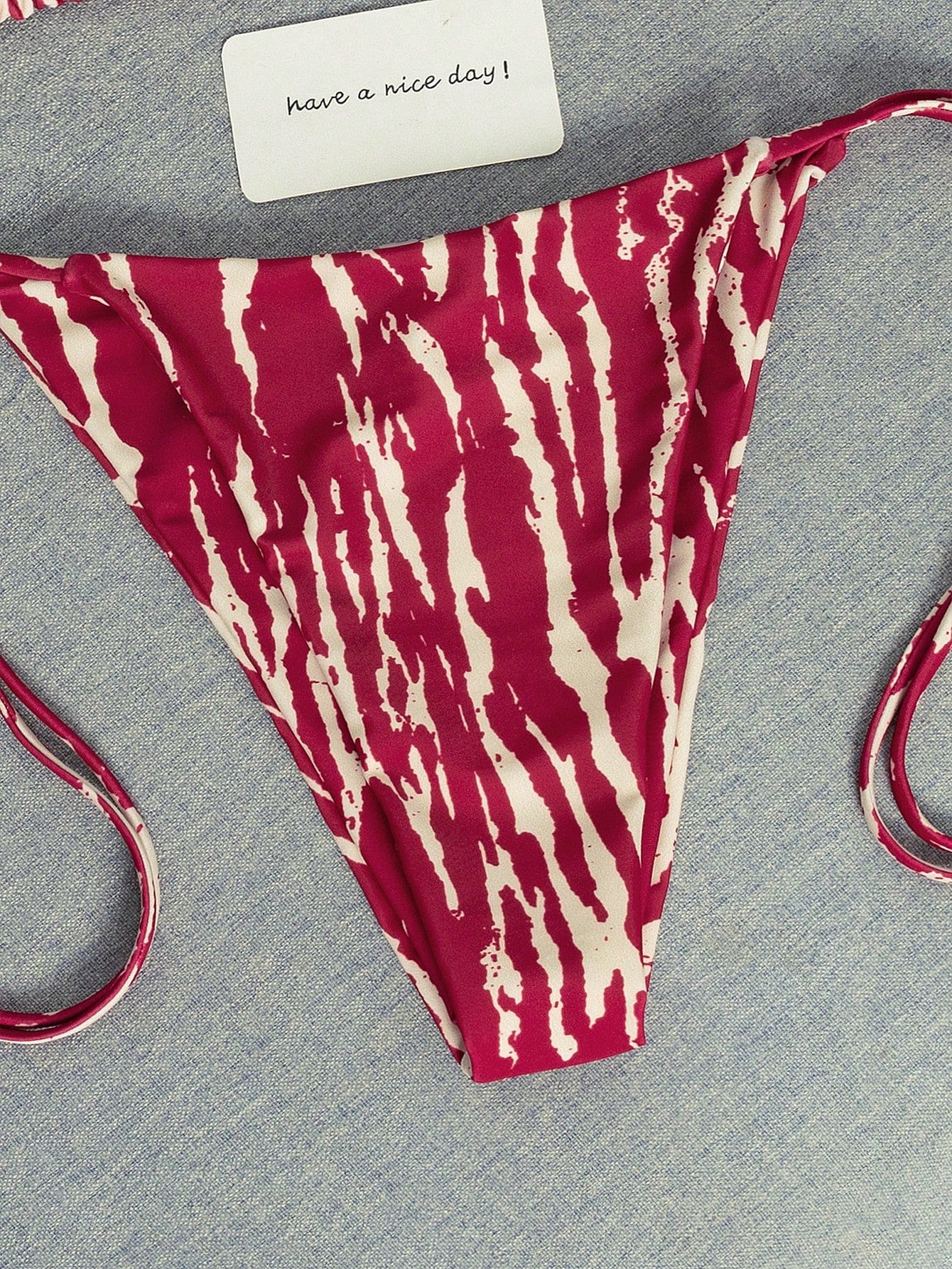 2026 Fashion Sexy Faux Wood Grain Personalized Print Women's Bikini