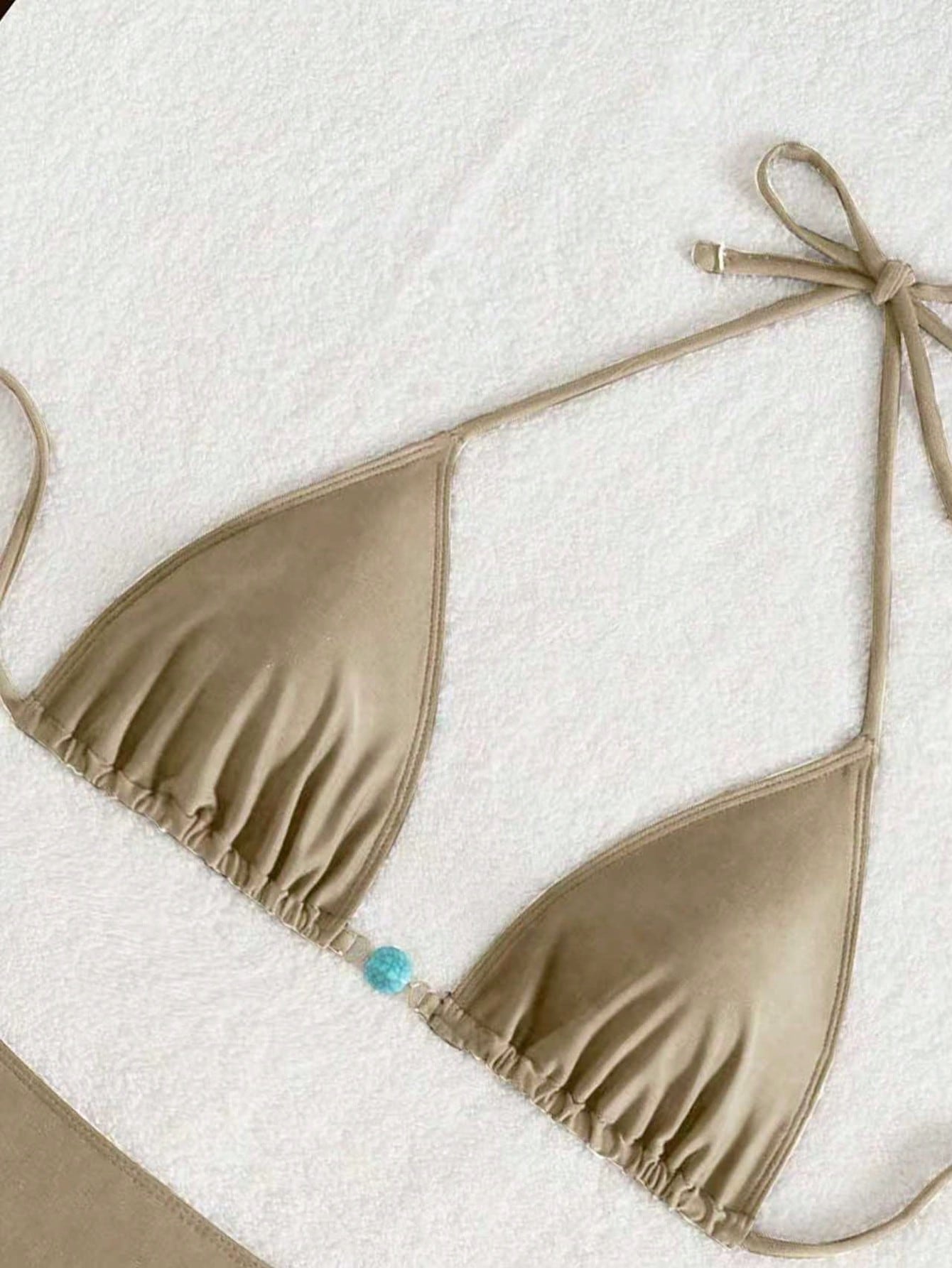 Summer New Spaghetti Strap Back Tie Brown Bikini Bottoms With Side