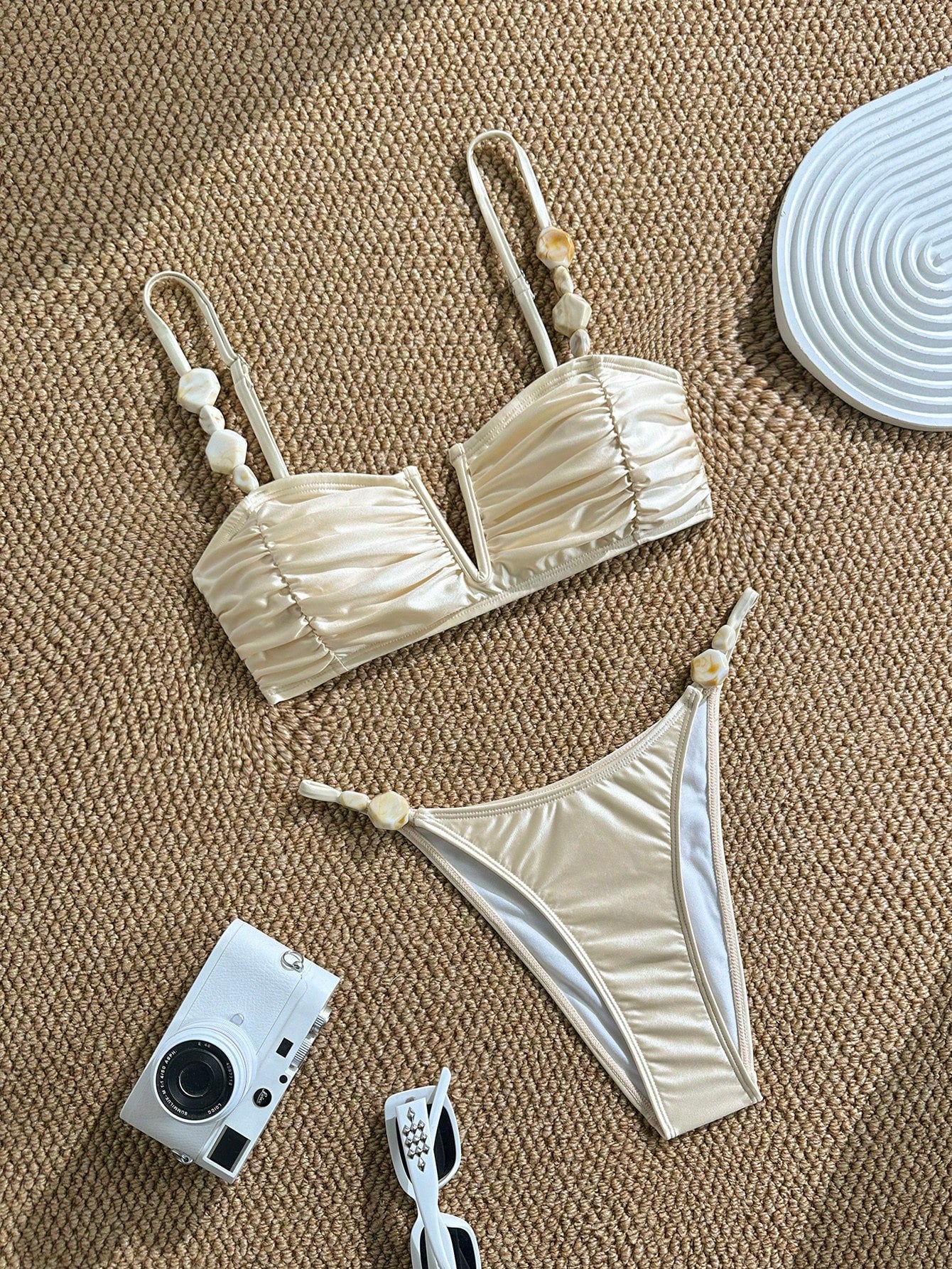 Swim Chiccia 2026 New Women's Summer Beach Elegant Satin Shell Decor
