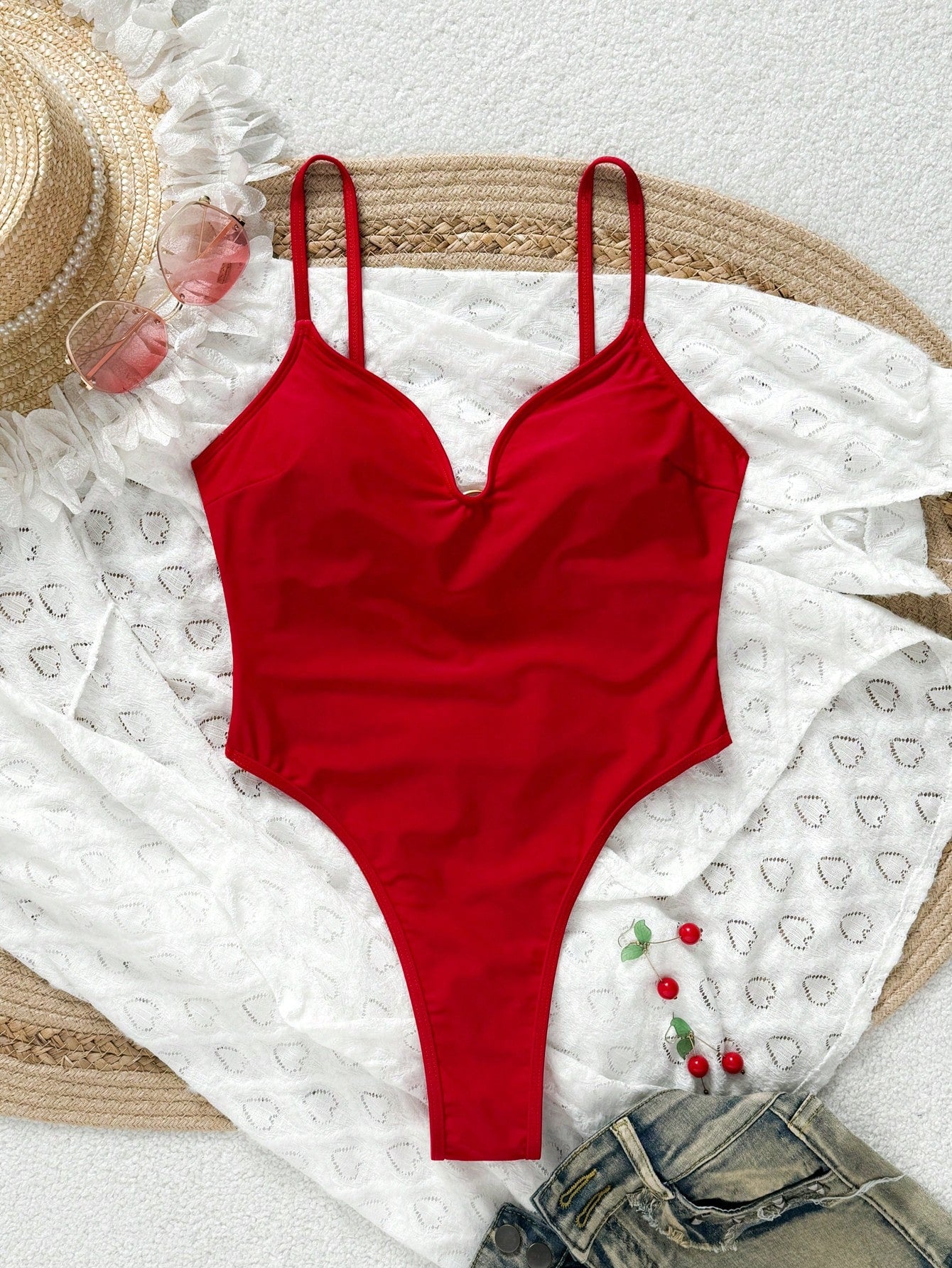 X Sofía Suescun Swim SXY Women's Solid Color Casual Strap One-Piece Swimsuit Summer - image 7
