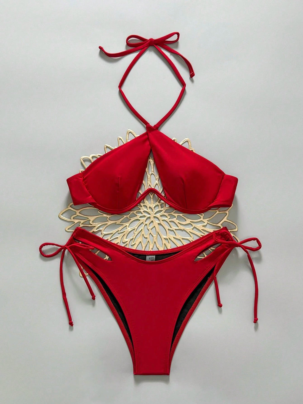 Swim SXY Spring/Summer Leopard Print Underwire Detachable Padded Non-Push-Up Cross Strap Halter Backless Top - image 18