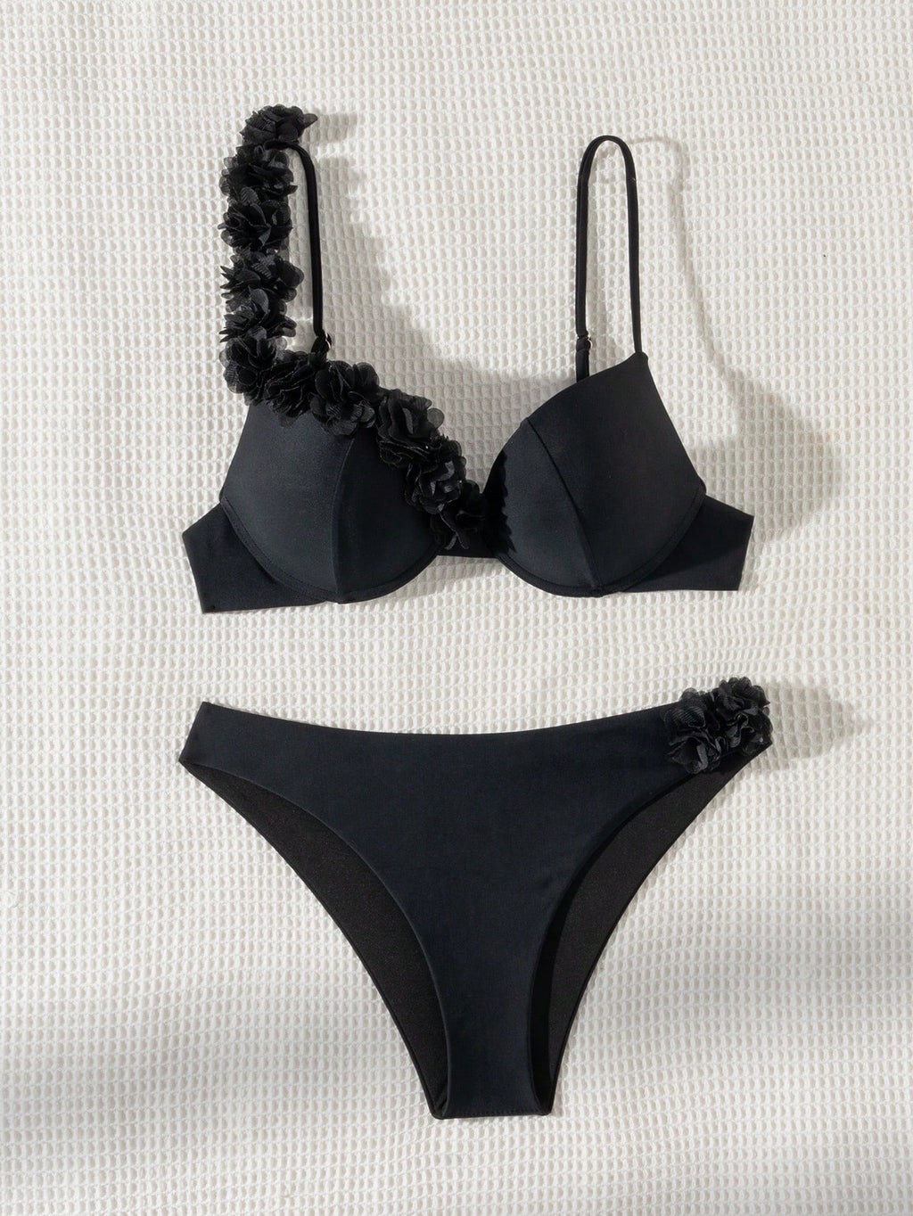 Swim SXY Summer Beach Flower Deco V-Neck Bikini Set, Bikini Set, Two Pieces