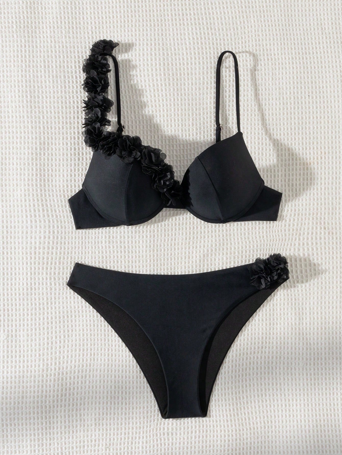 Swim SXY Summer Beach Flower Deco V-Neck Bikini Set, Bikini Set, Two Pieces