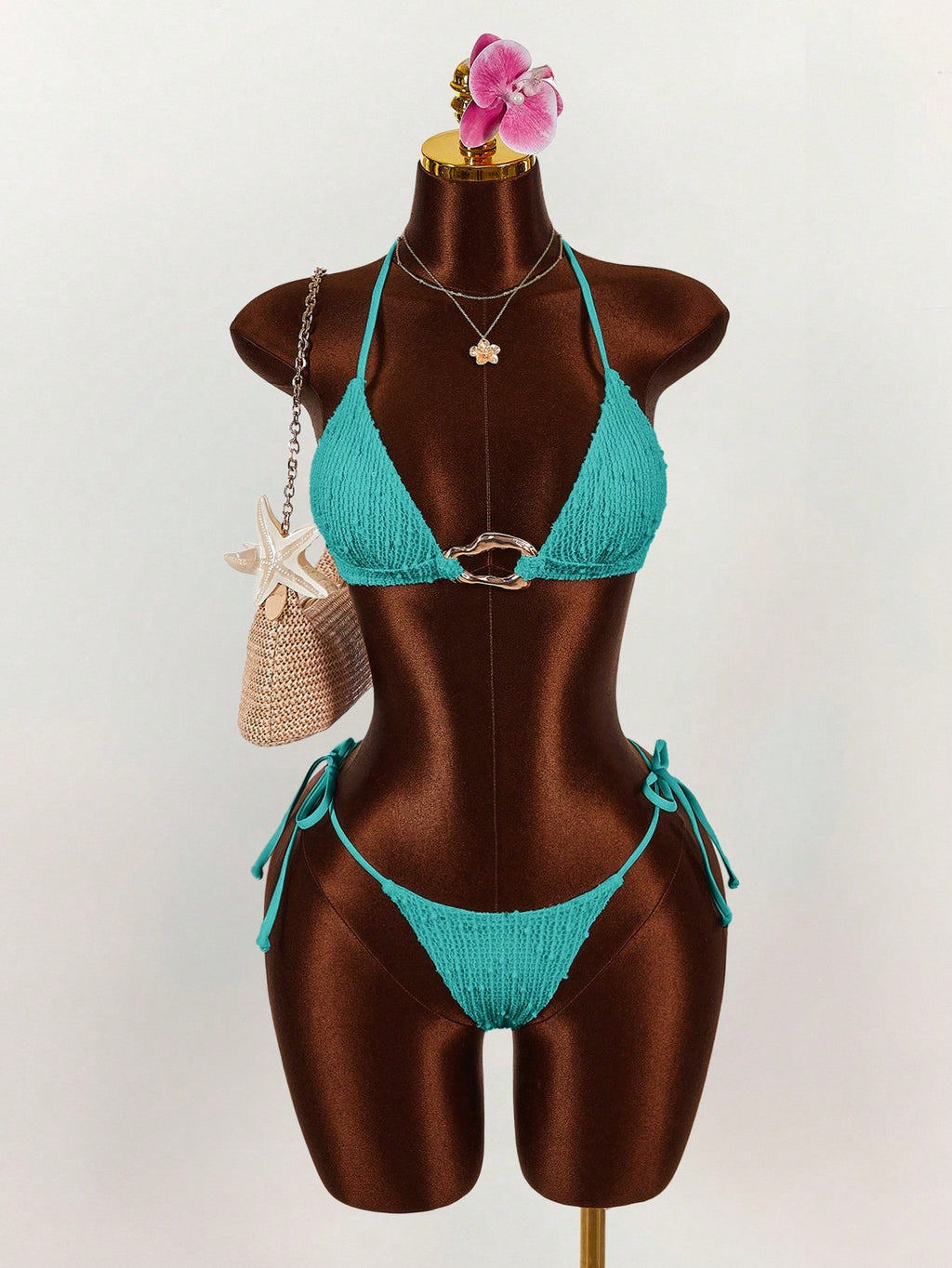 Amplova 3pcs Women's Sexy Halter Bikini Set - Top, Bottom, And Cover-Up