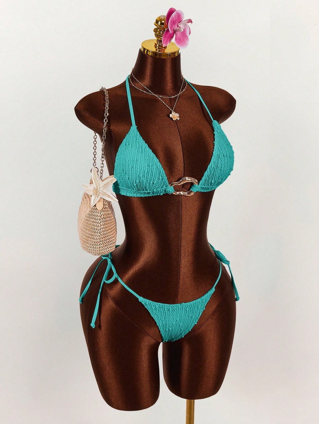 Amplova 3pcs Women's Sexy Halter Bikini Set - Top, Bottom, And Cover-Up
