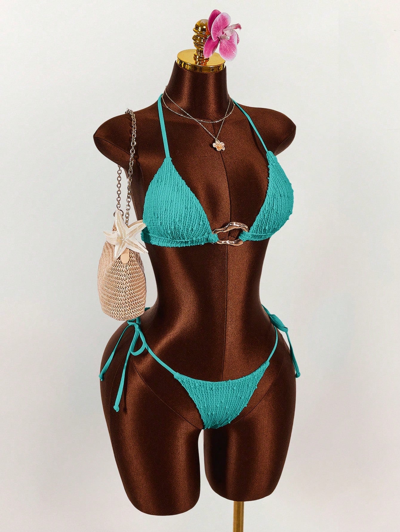 Amplova 3pcs Women's Sexy Halter Bikini Set - Top, Bottom, And Cover-Up