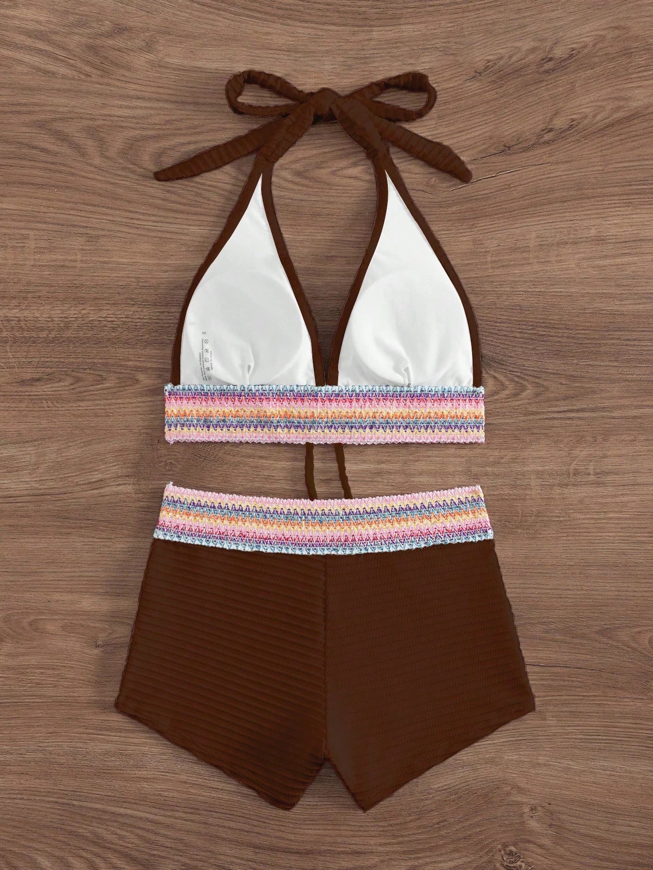Swim Vcay 2pcs Spring Break Tie-Dye Halter Wrap Back Beach Bikini Set,Casual Holiday Party Festival Beach - image 20