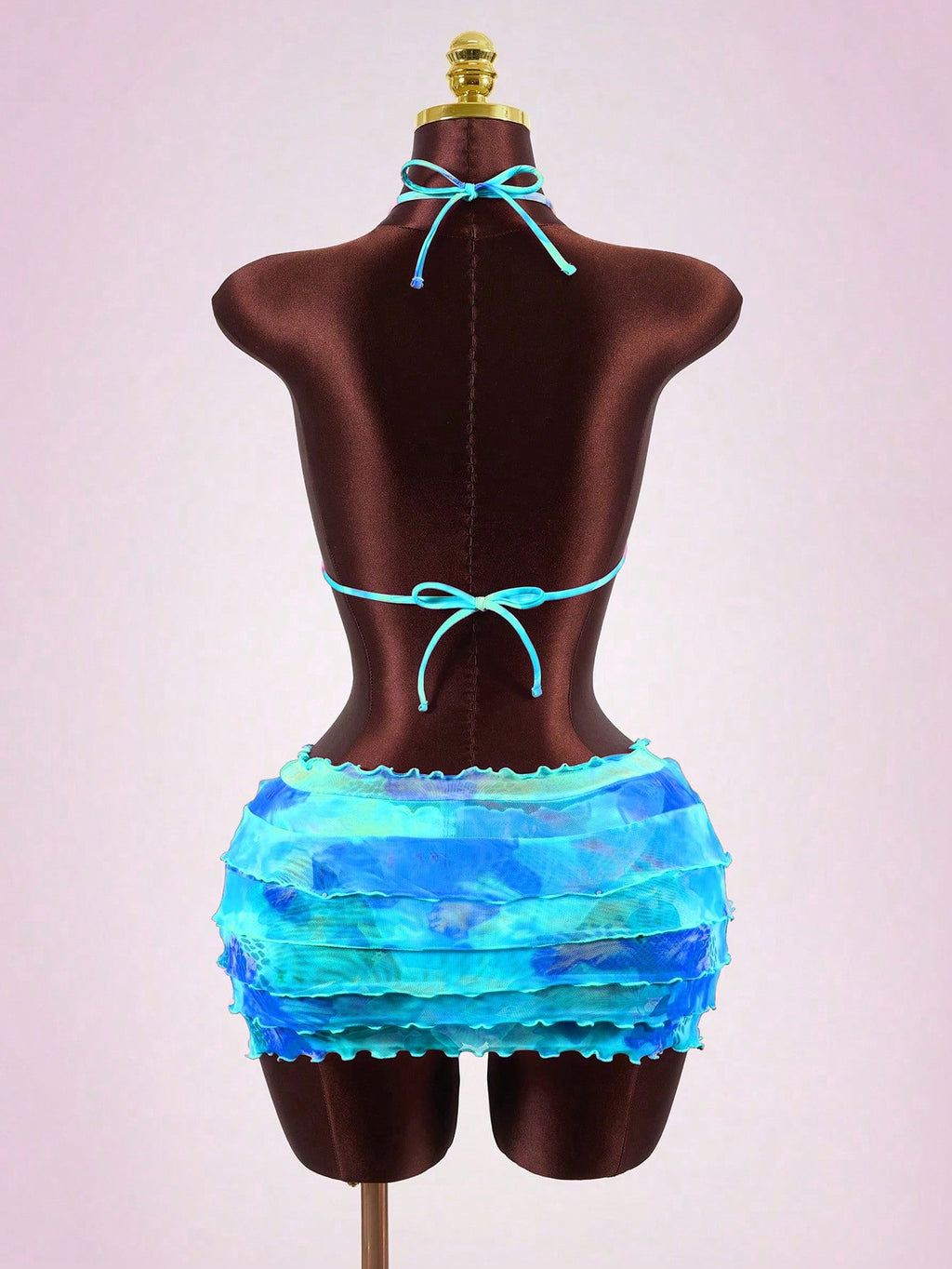 Swim SXY Women's 26ss New Floral Print Bikini Set With Tiered Ruffle Skirt, Sexy