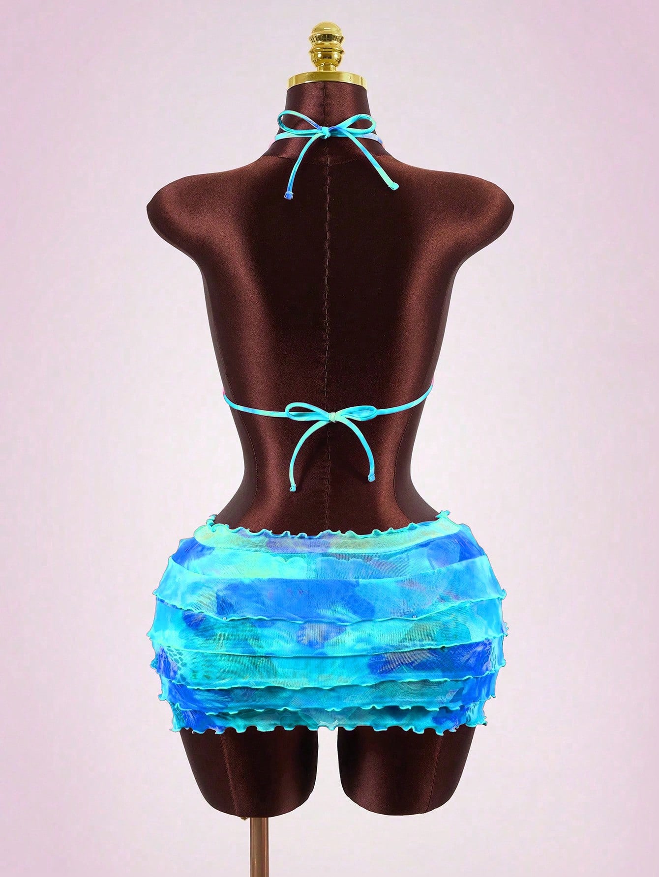 Swim SXY Women's 26ss New Floral Print Bikini Set With Tiered Ruffle Skirt, Sexy