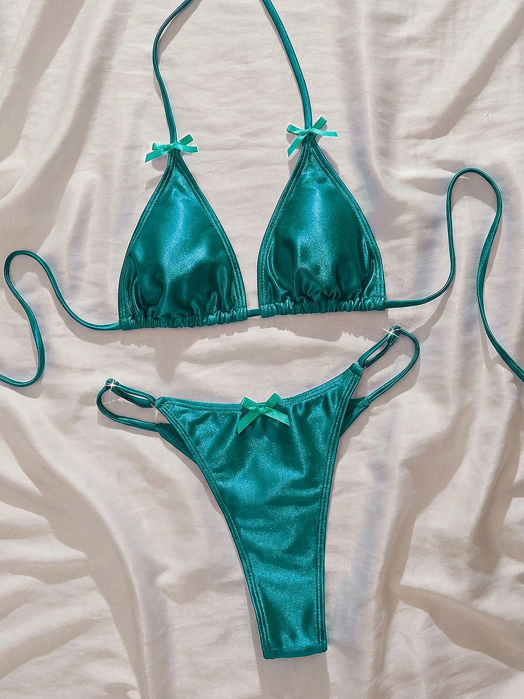 Women's Swimwear, Sexy Satin Shiny Bikini/Outerwear/Casual/Y2K/Sexy Outfit/Weste